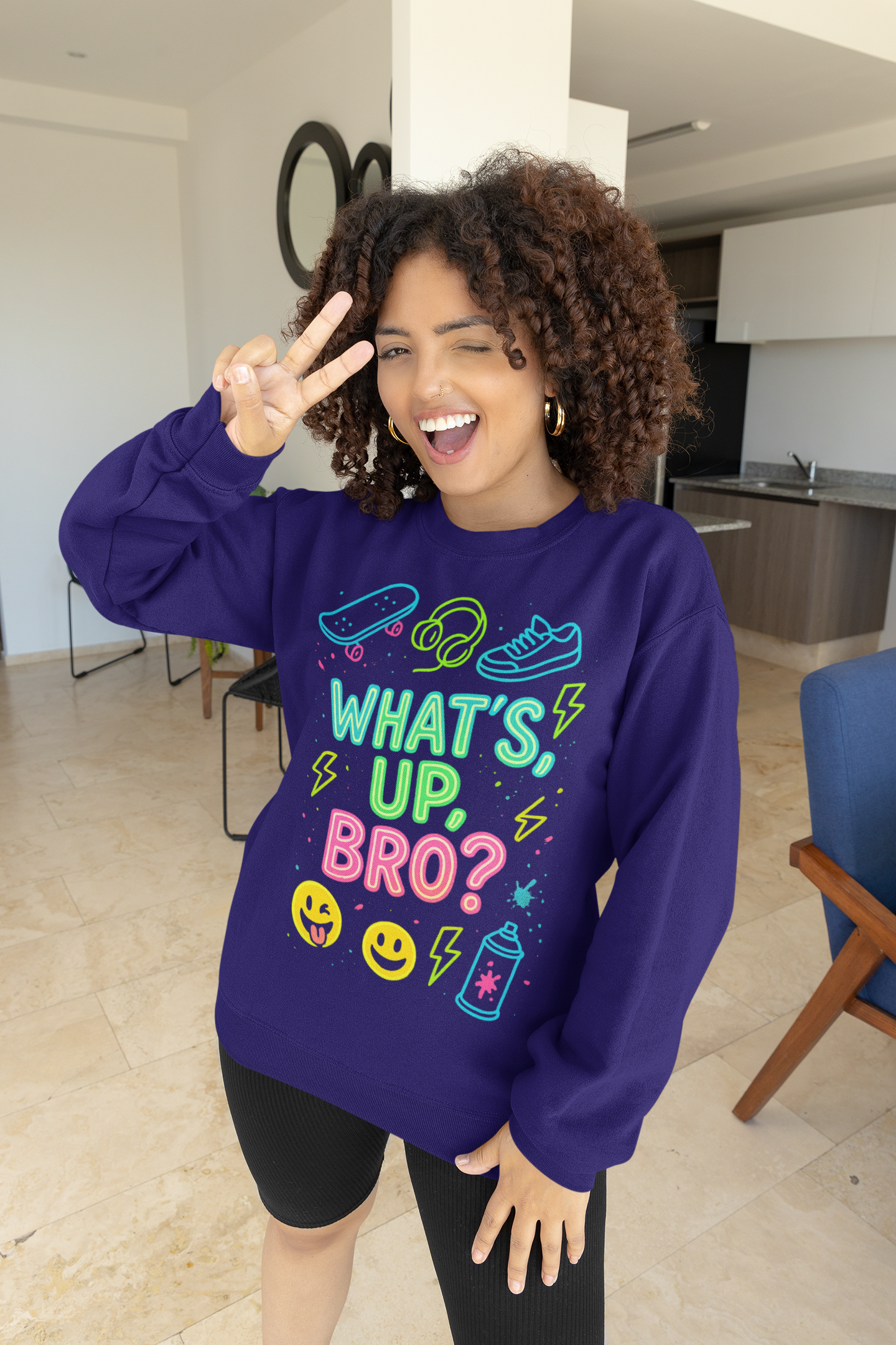 Graffiti Streetwear Sweatshirt 'Yo, What's Poppin', Bro'