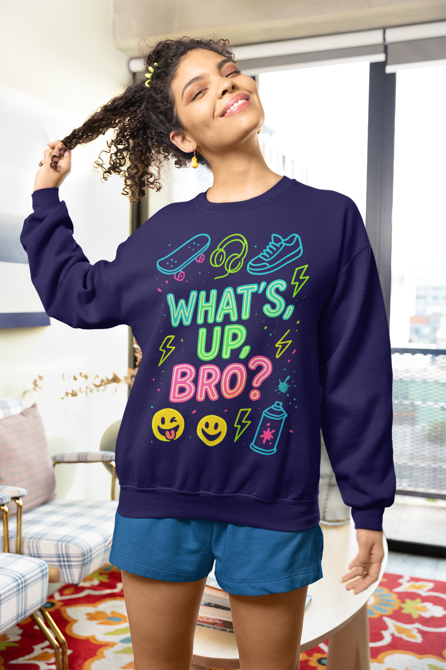 Graffiti Streetwear Sweatshirt 'Yo, What's Poppin', Bro'