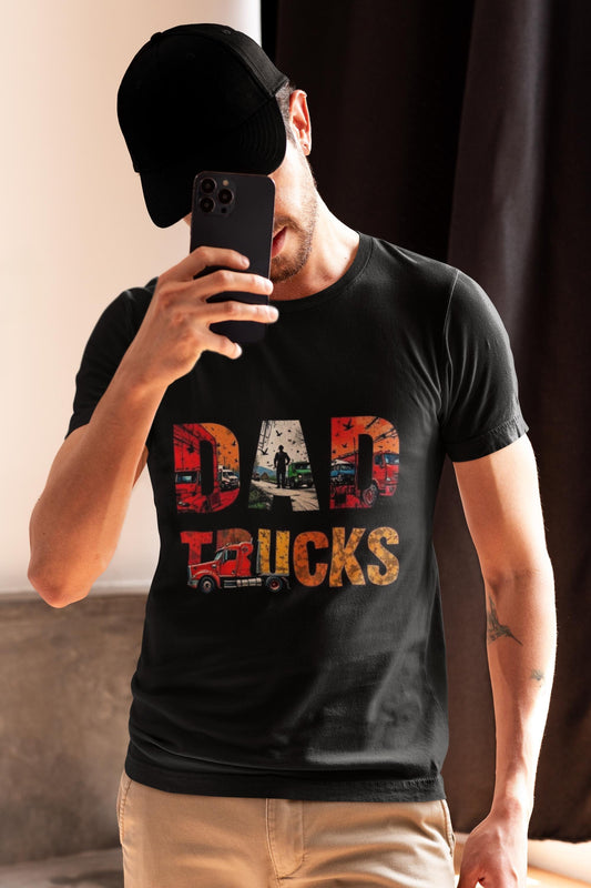 Dad Trucks Unisex Softstyle T-Shirt | Perfect Gift for Fathers, Truck Lovers, and Birthdays, Casual Wear, Father's Day, Everyday Comfort