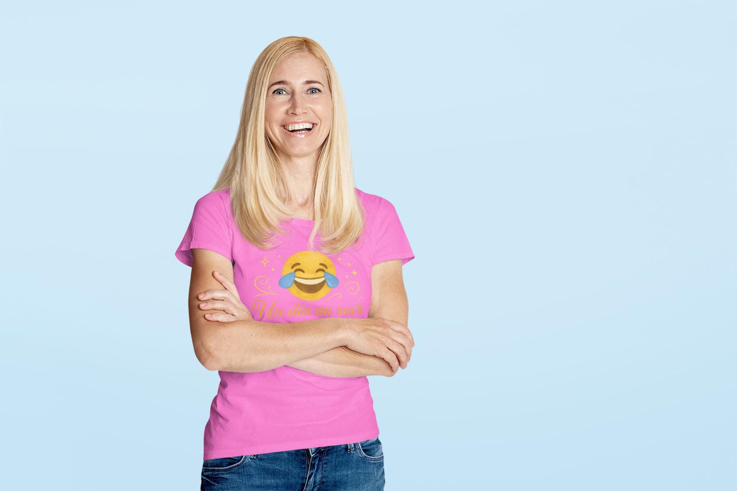 Spanish Inspirational Quote Unisex T-Shirt, Watercolor Emoji Design, Positive Humor + Elegance, Garment-Dyed Tee, Digital Print Tee, Golden