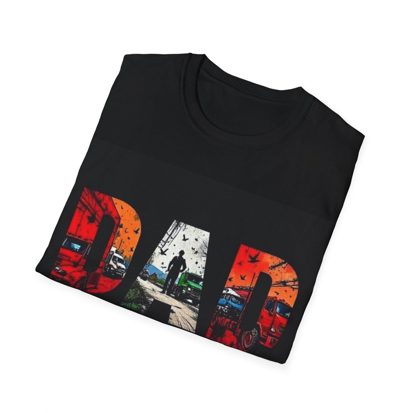 Dad Trucks Unisex Softstyle T-Shirt | Perfect Gift for Fathers, Truck Lovers, and Birthdays, Casual Wear, Father's Day, Everyday Comfort