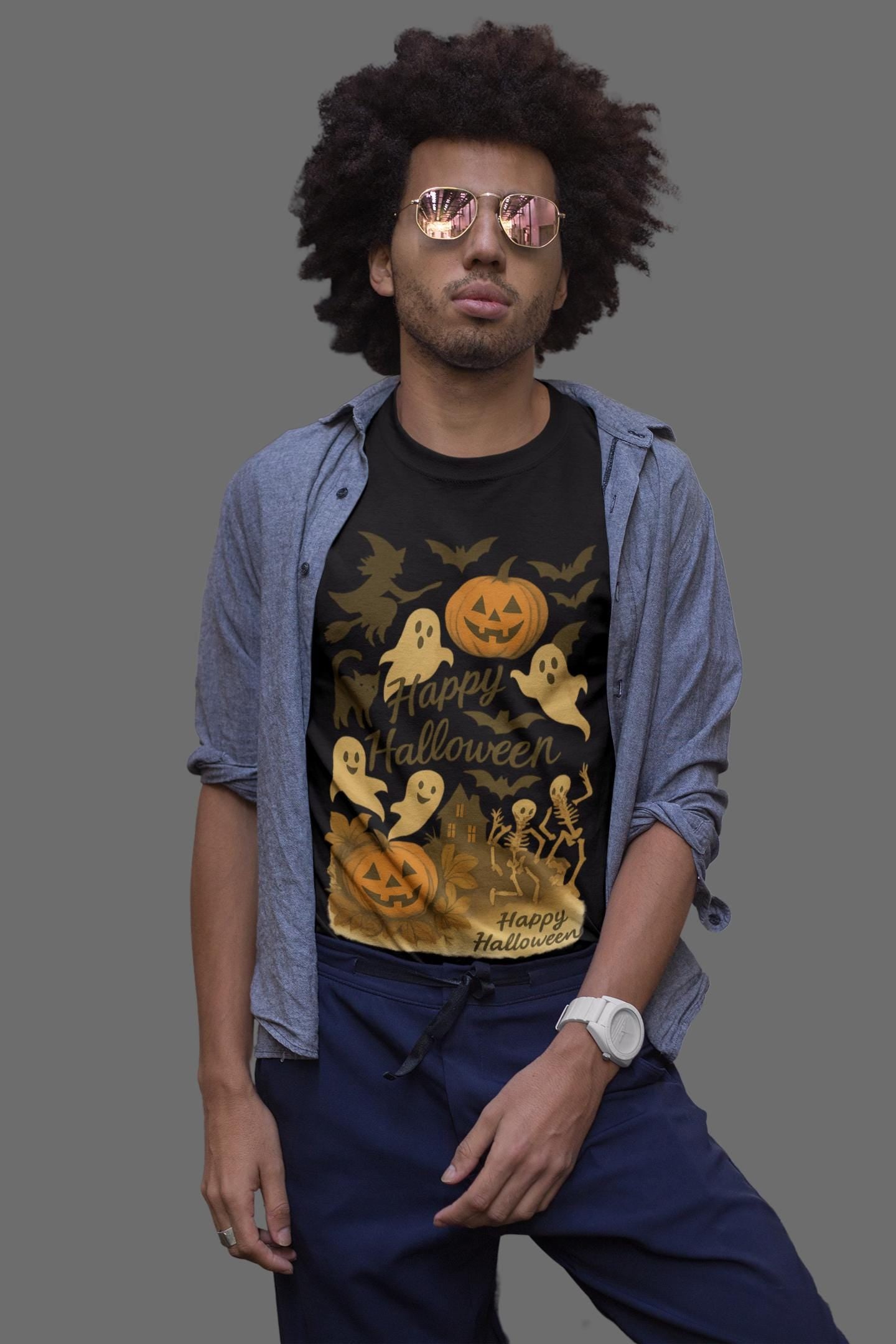 Unisex Garment-Dyed T-shirt - Camiseta de Halloween con fantasmas adorables y motivos festivos, disfraces y fiestas, regalos spooky, tallas