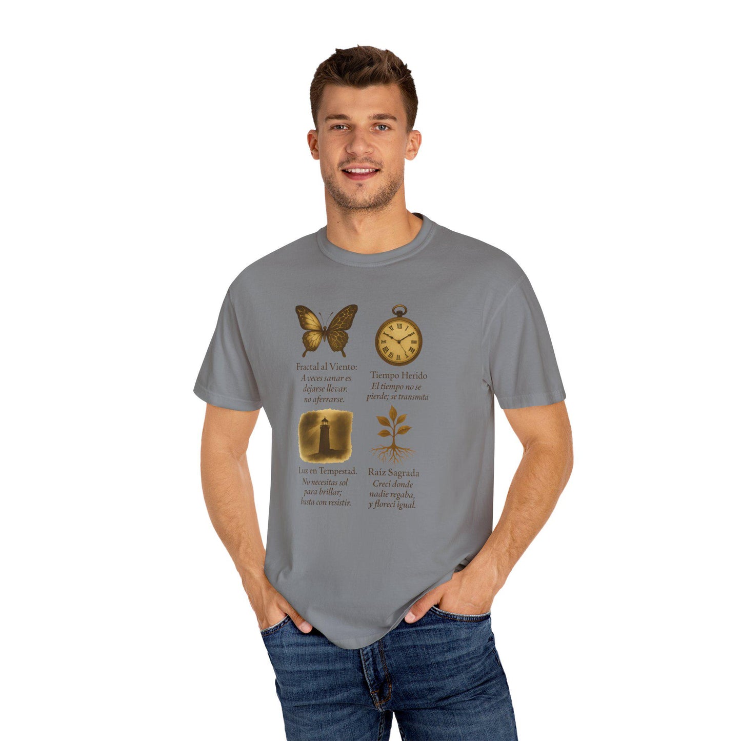 Butterfly Clock T Shirt, Symbolic Art Tee, Resilience & Healing Shirt, Unisex Gift, Vintage Nature Aesthetic, Emotional Design