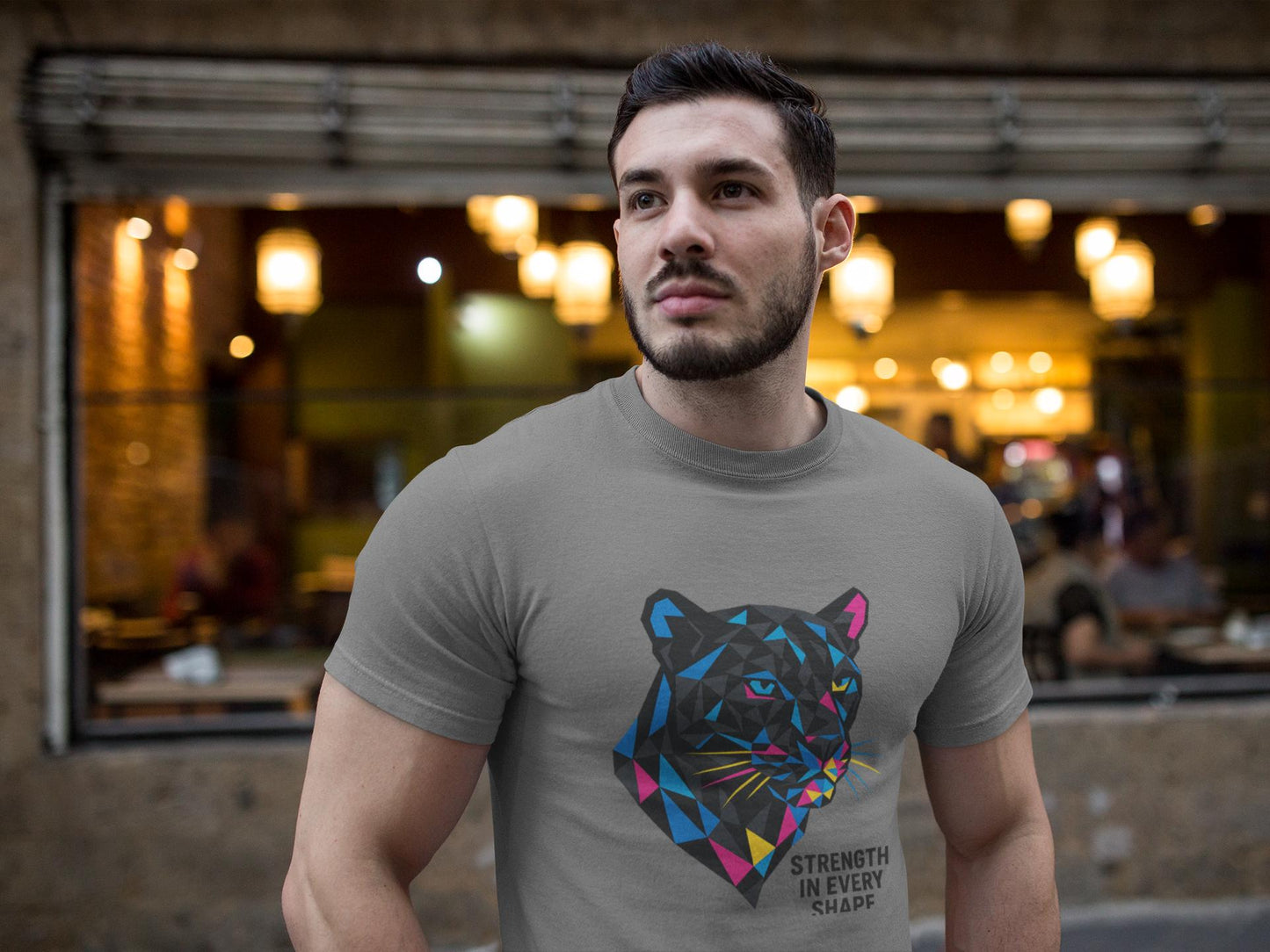 Geometric Panther T-shirt, Artistically Bold Unisex Tee, Festival Clothing Gift, Dopamine Dressing