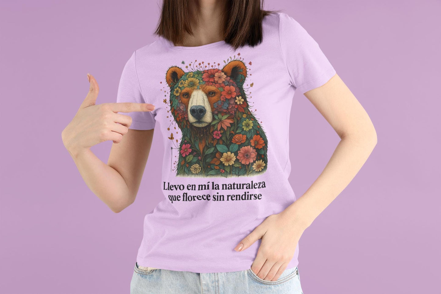 Resilient Floral Bear Softstyle T-Shirt, Nature Lover Gift, Emotional Beige Tee, Earth Day Present, XS-3XL, Gildan 64000