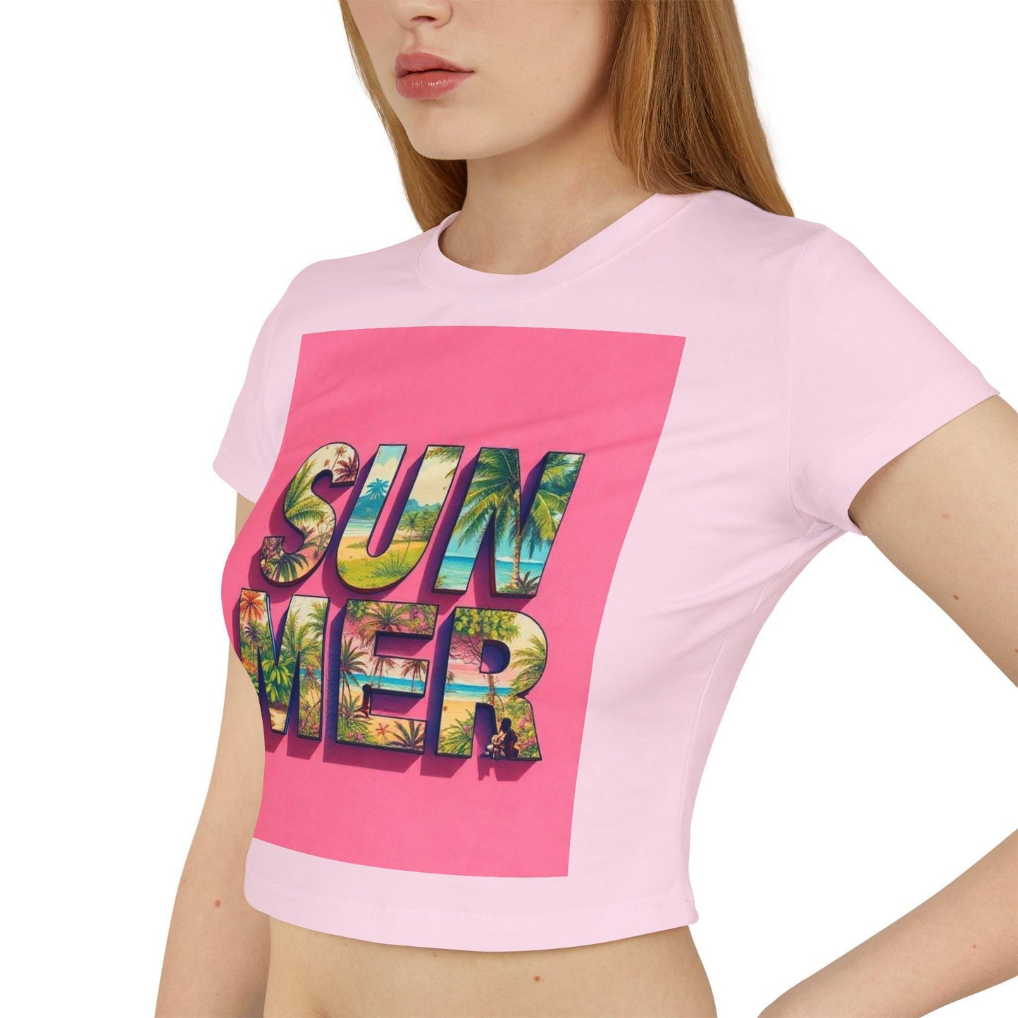 Summer Vibes Women's Baby Tee, Beachwear Shirt, Tropical Tees, Vacation Tops, Spanish Design