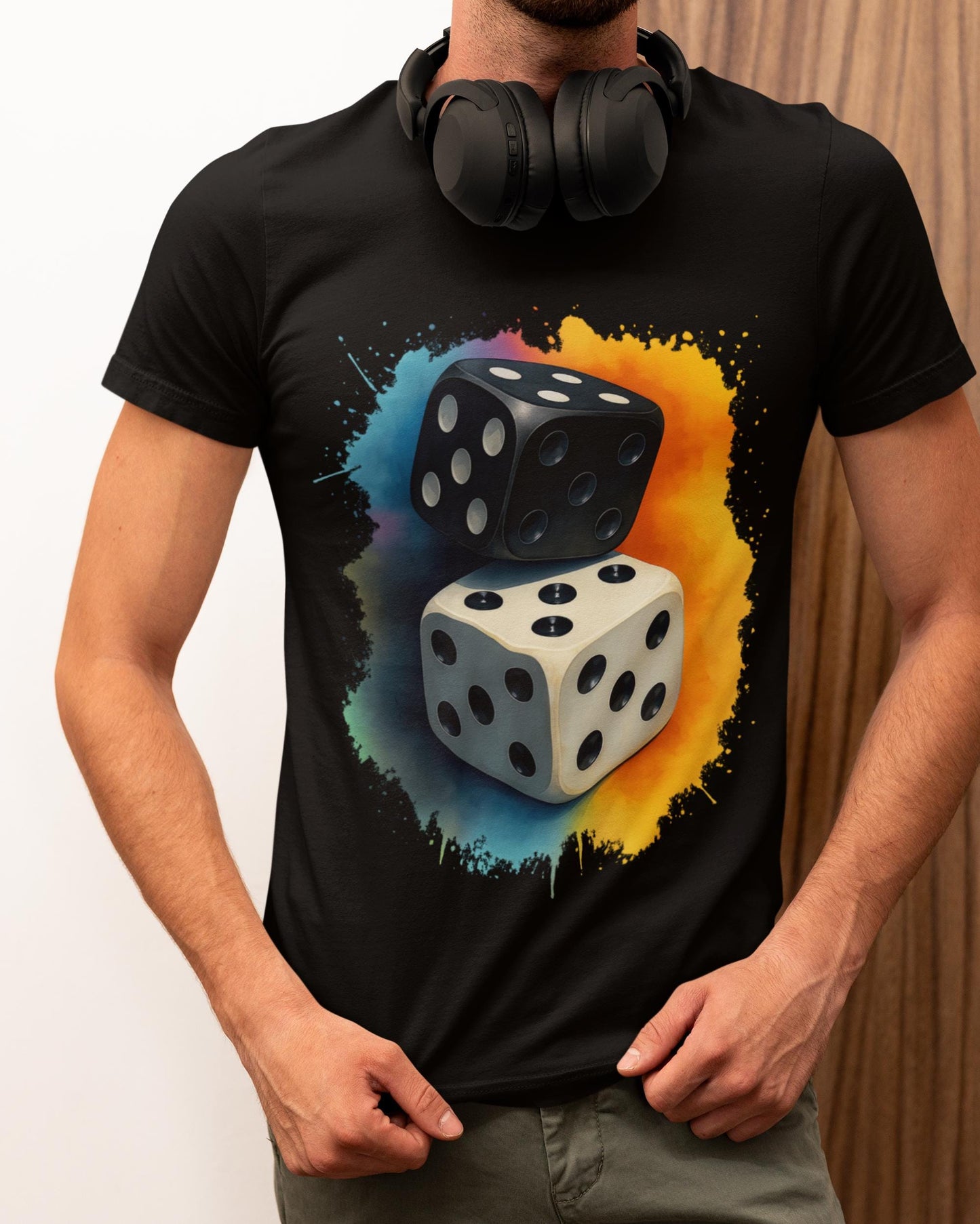 Dual Dice Graphic T-Shirt ,Black & White Symbolic Design | Unisex Streetwear | Game Night Gift | Minimalist Lucky Tee