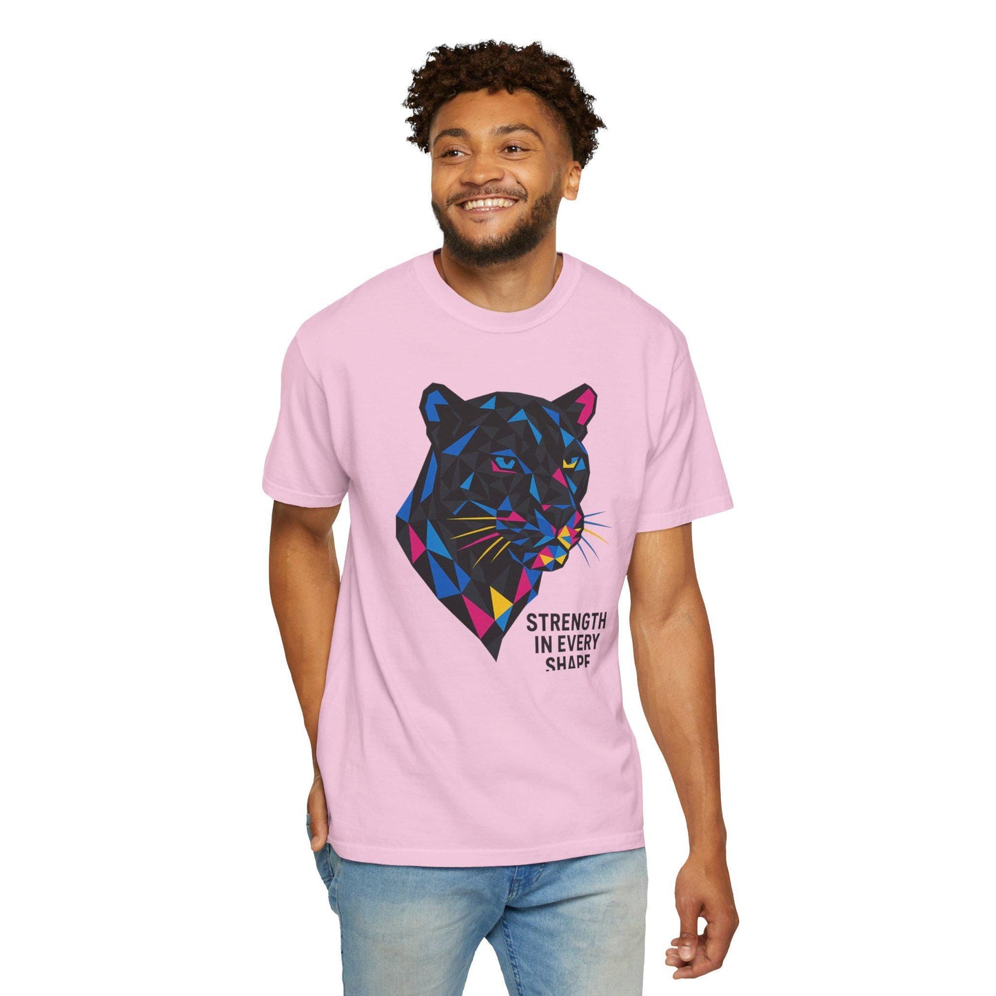 Geometric Panther T-shirt, Artistically Bold Unisex Tee, Festival Clothing Gift, Dopamine Dressing