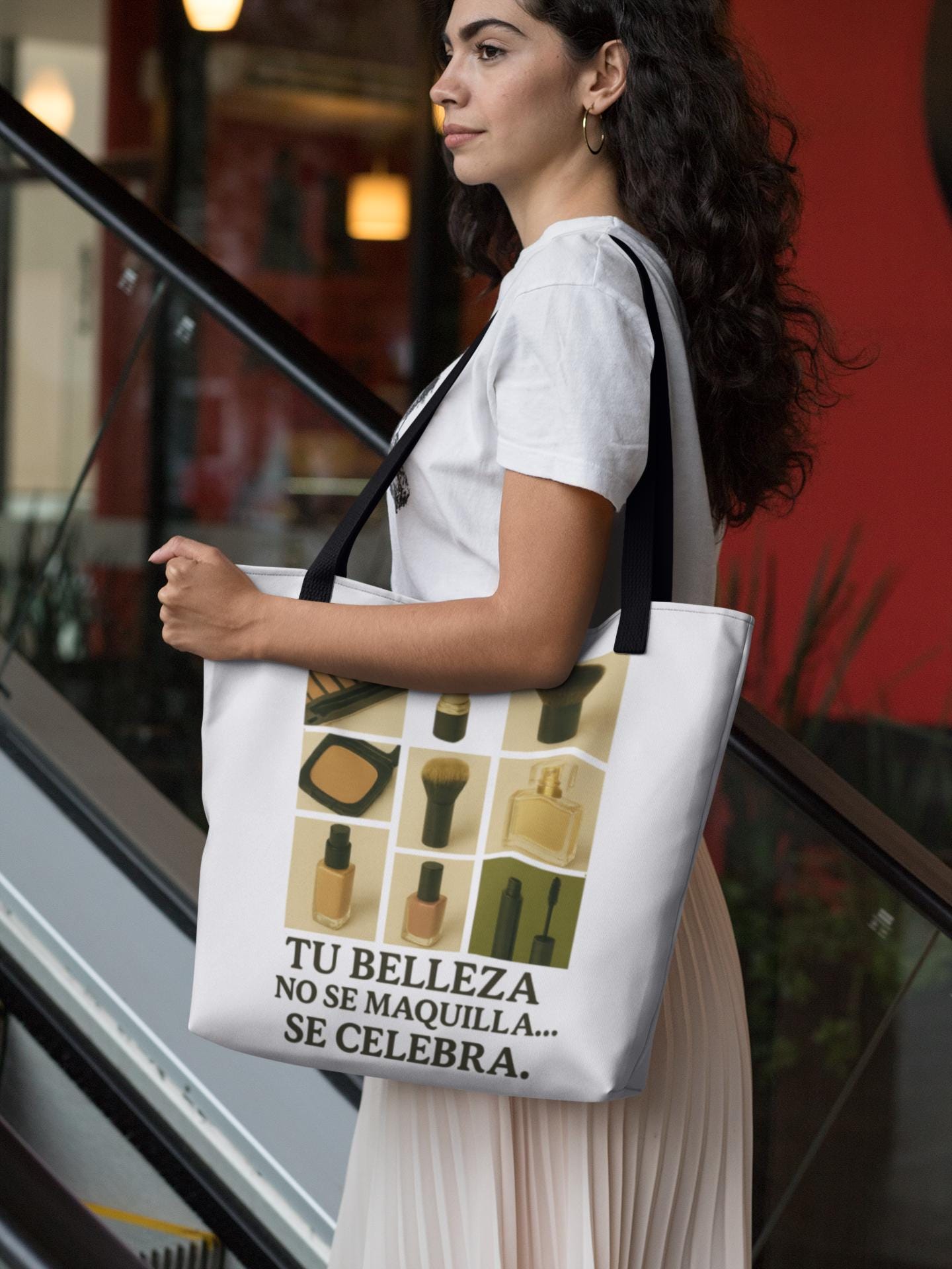 Beauty Lover Tote Bag, Cosmetic Tote, Makeup Storage Bag, Eco Friendly Bag, Gift for Her, Fashionable Tote, Beauty Theme Bag