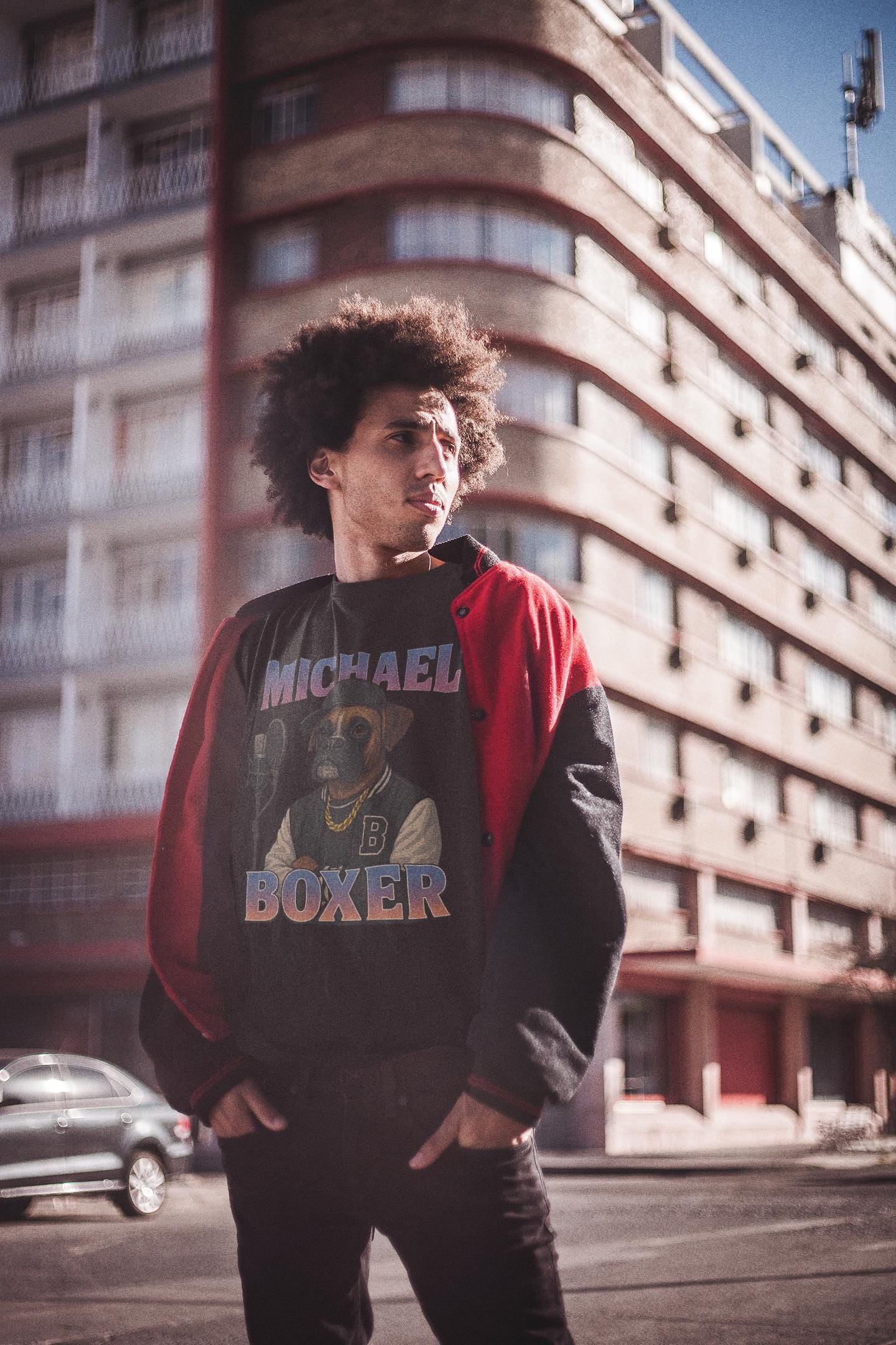 Michael Boxer Unisex T-shirt, Dog Lover Hip Hop Tee, Retro Studio Vibe, Urban Culture Shirt, Funny Musician Top, Birthday Gift, Christmas