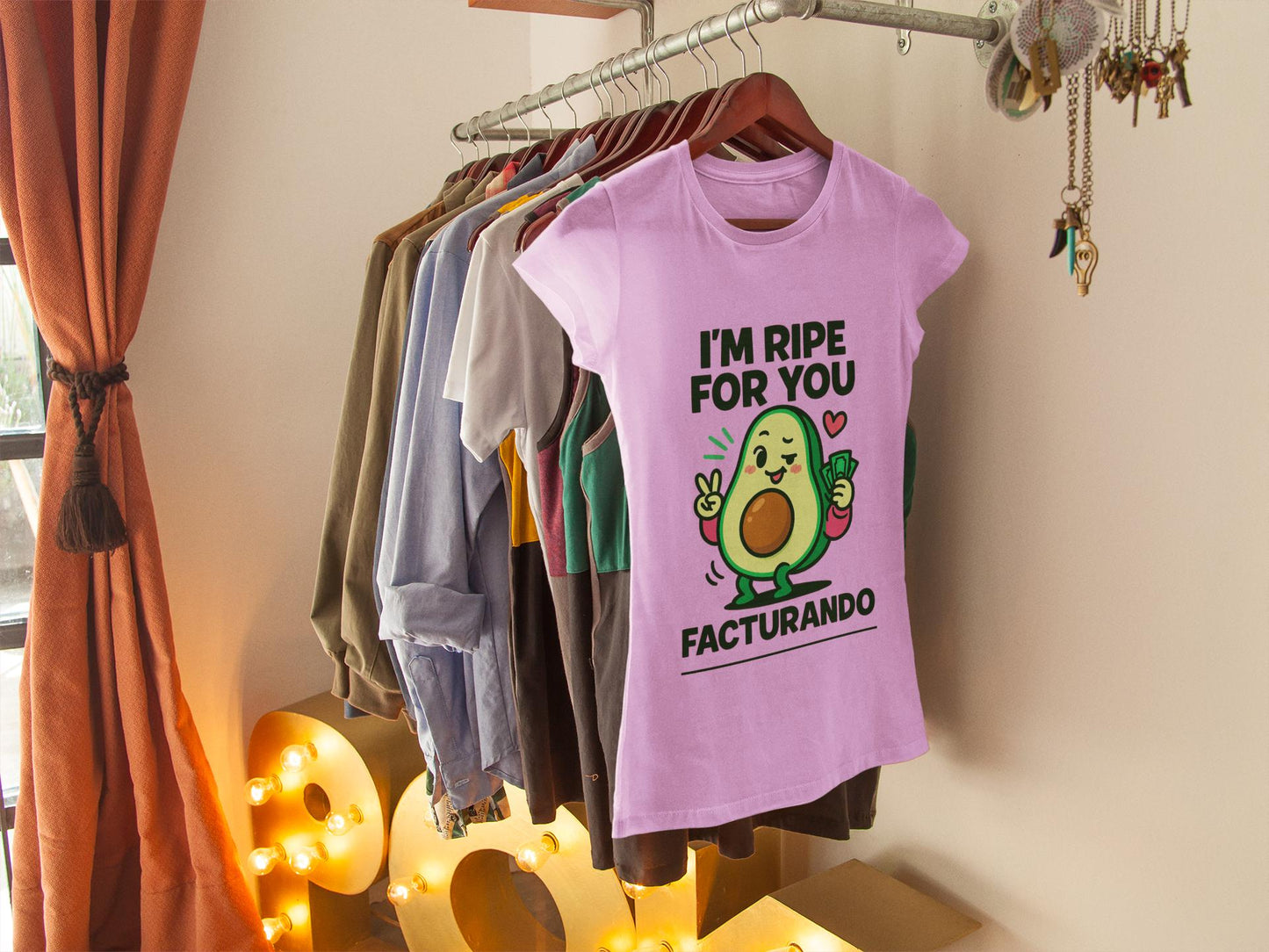 Flirty Avocado T-Shirt, Kawaii Fruit Tee, Fresh Foodie Gift Shirt, Cheeky Humor Top, Unisex Garment-Dyed Tee