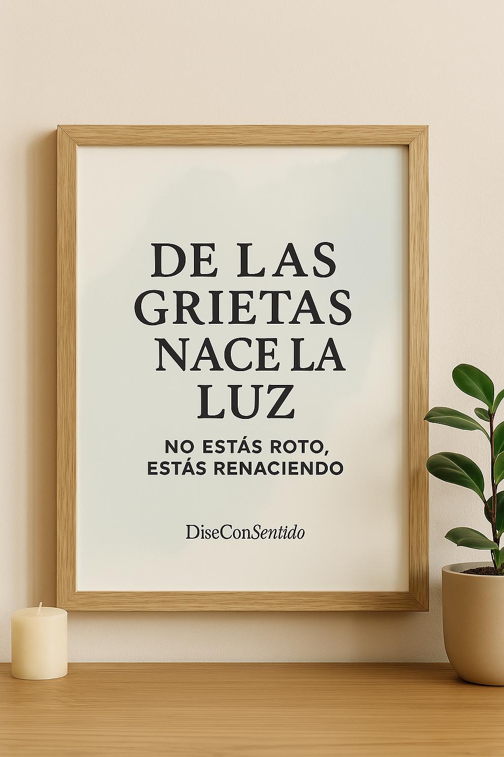 Lámina descargable “De las grietas nace la luz” – Póster emocional para imprimir | Arte inspirador | Decoración con sentido