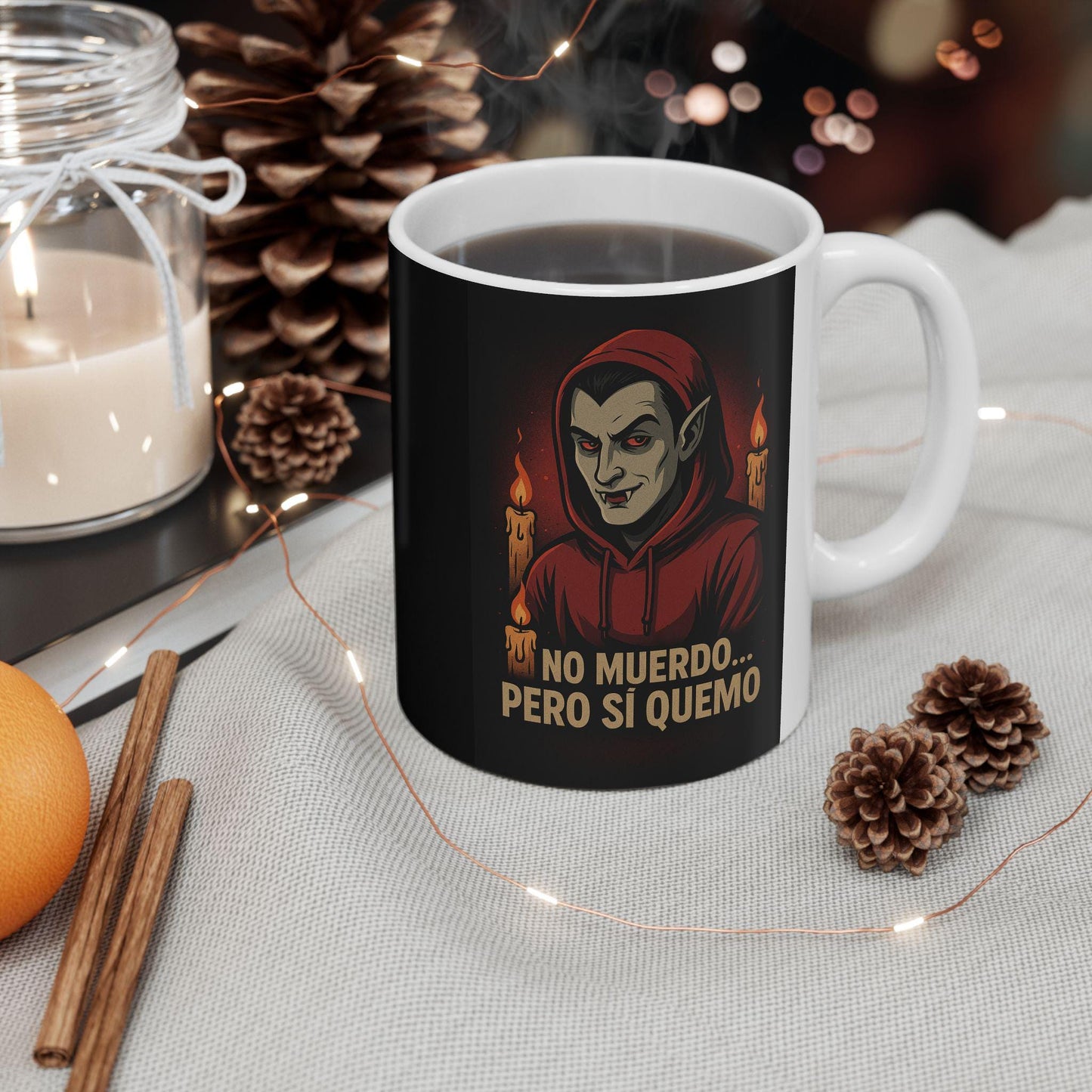 Vampire Mug, Halloween Coffee Cup, Gothic Tea Mug, Ceramic Drinkware, Funny Novelty Gift, Unique Kitchen Decor