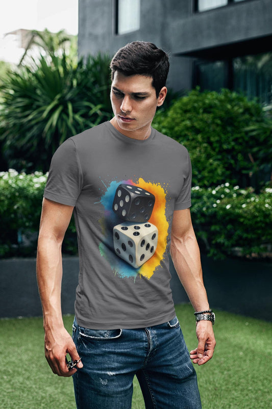 Dual Dice Graphic T-Shirt ,Black & White Symbolic Design | Unisex Streetwear | Game Night Gift | Minimalist Lucky Tee