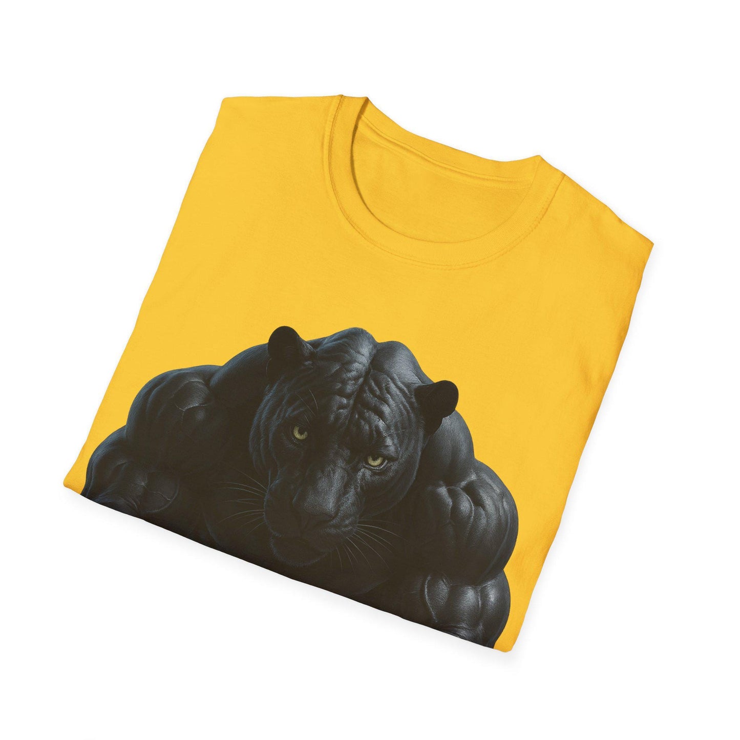 Panther Graphic Tee - Unisex Softstyle T-Shirt, Animal Muscle Art Shirt, Fitness Streetwear Apparel, Wildlife Fashion, Bold Design Shirt