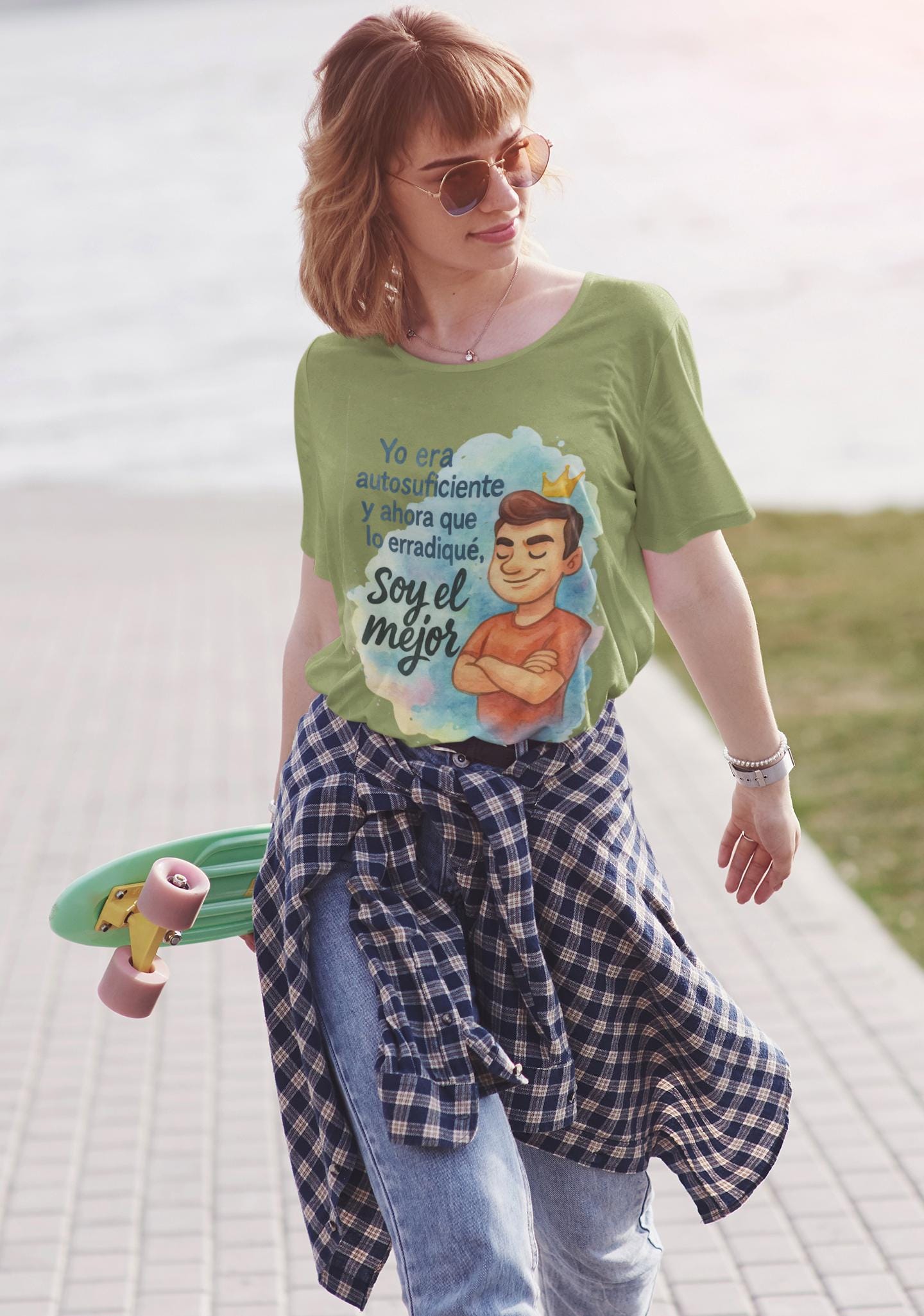 Ironic Self-Confidence T-Shirt ,I Gave Up Self-Reliance and Now I'm the Best, Watercolor Humor Quote Tee