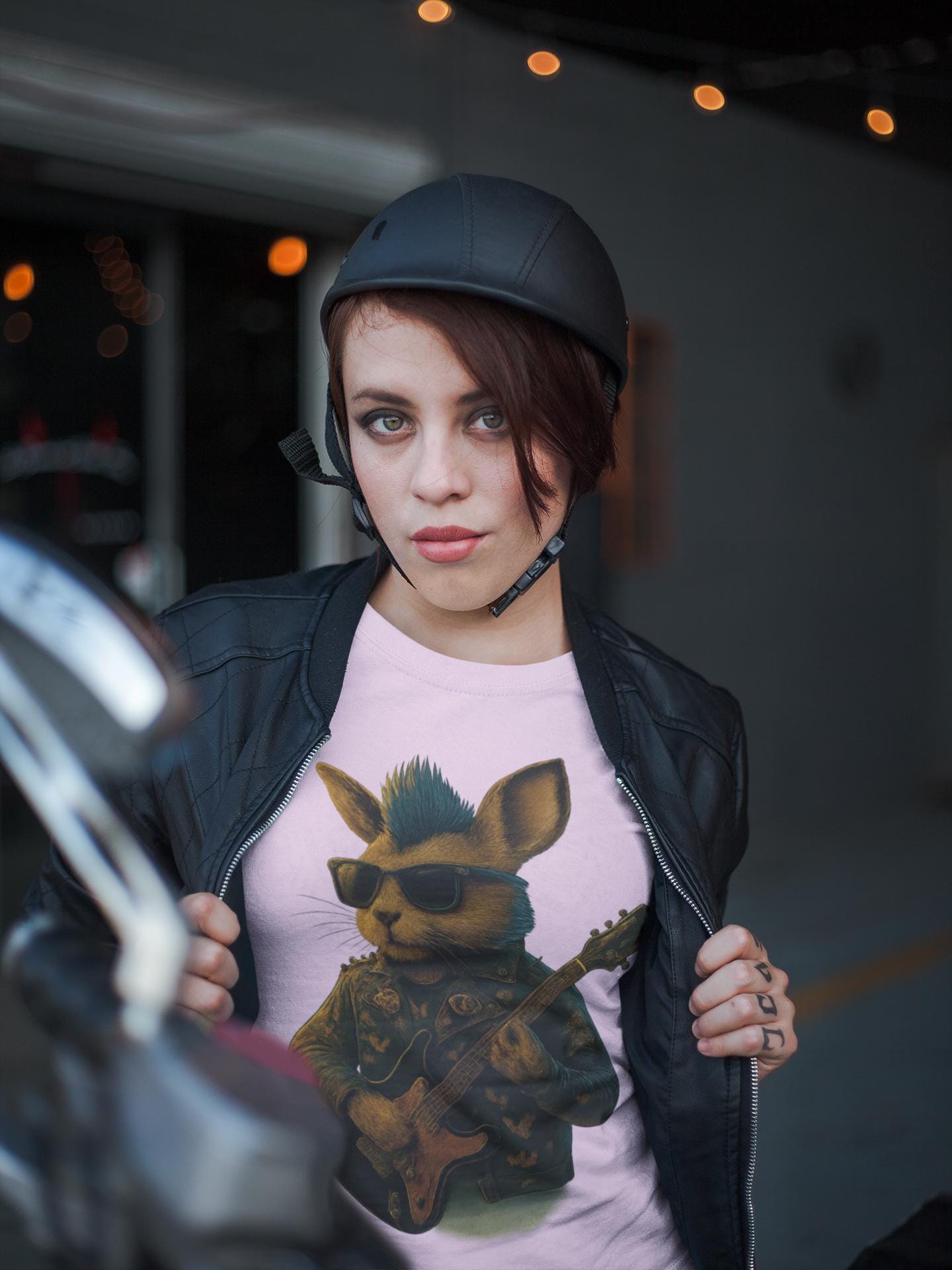 Rockin' Rabbit Halloween Unisex Garment-Dyed T-shirt for Music Lovers and Spooky Fans, Concerts, Festivals, Themed Parties
