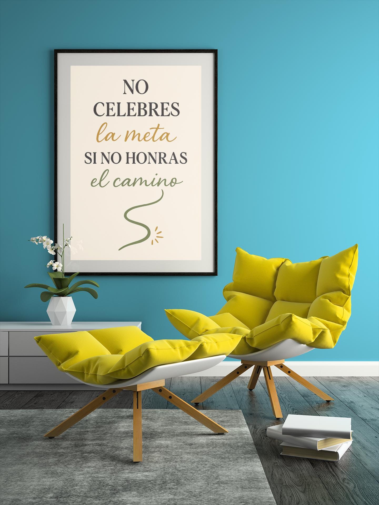 Poster inspirador en espanol, Arte digital descargable, No celebres la meta si no honras el camino