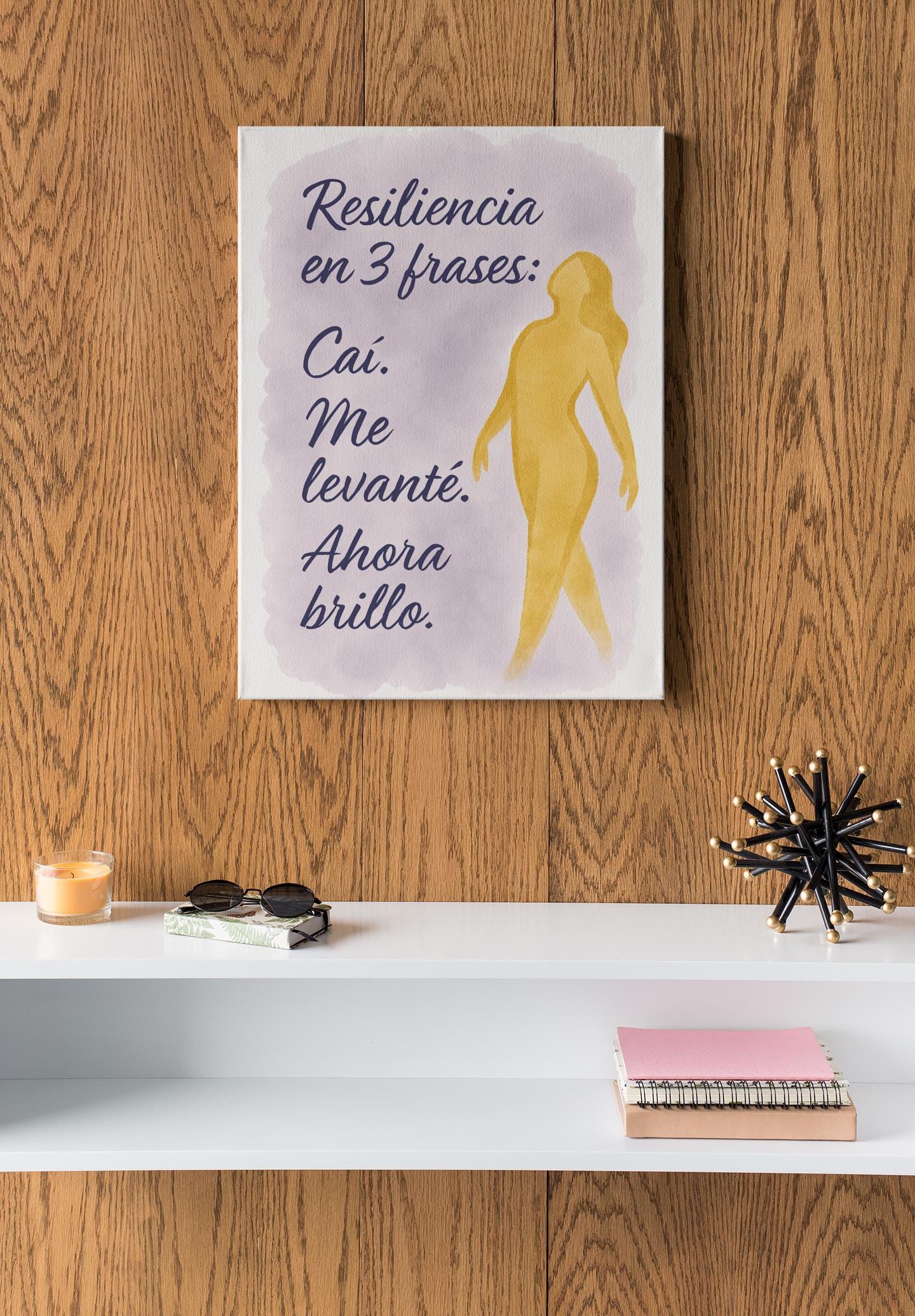 Resilience Art Print – “I Fell. I Rose. Now I Shine.” – Abstract Feminine Figure in Watercolor and Gold Accents