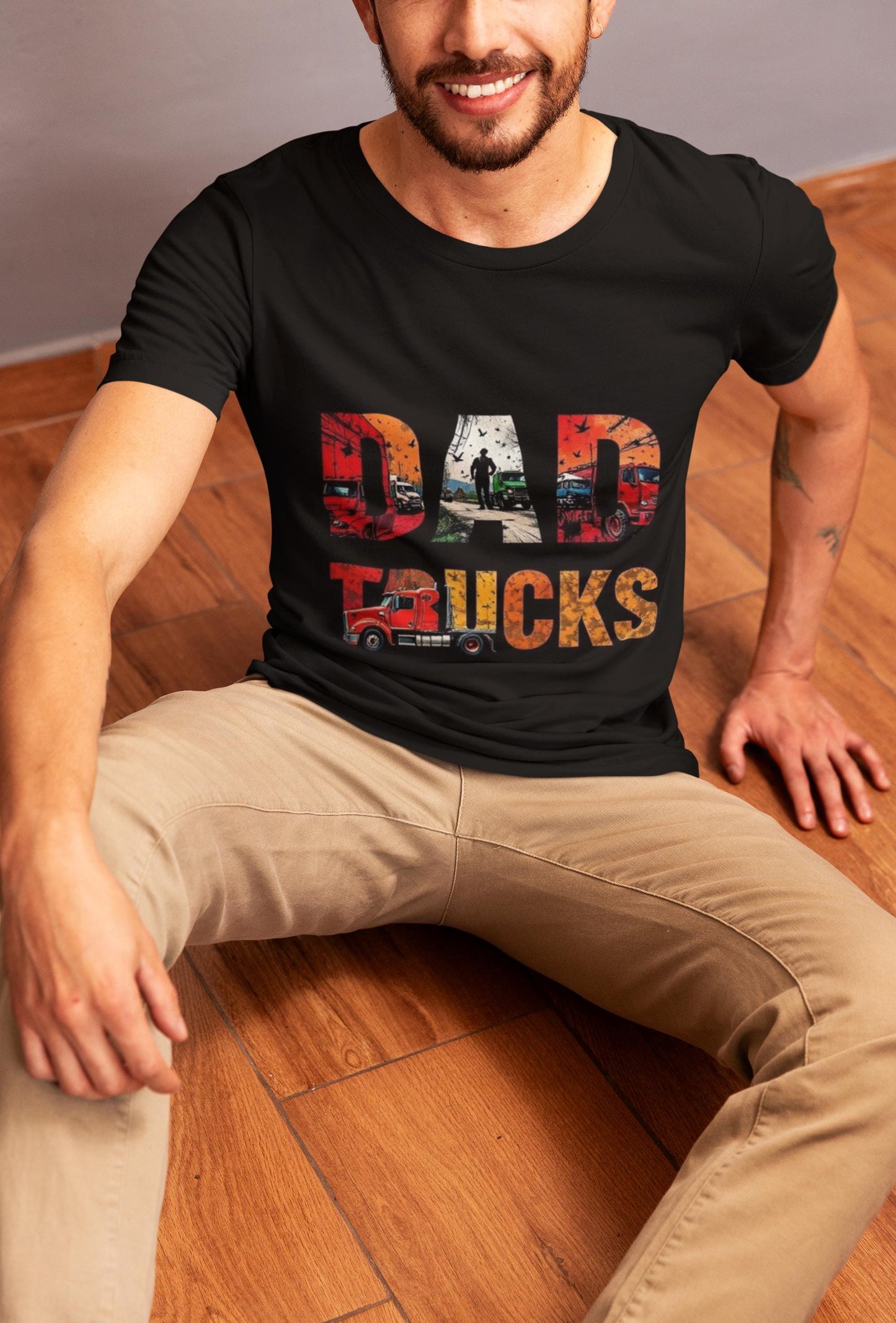 Dad Trucks Unisex Softstyle T-Shirt | Perfect Gift for Fathers, Truck Lovers, and Birthdays, Casual Wear, Father's Day, Everyday Comfort