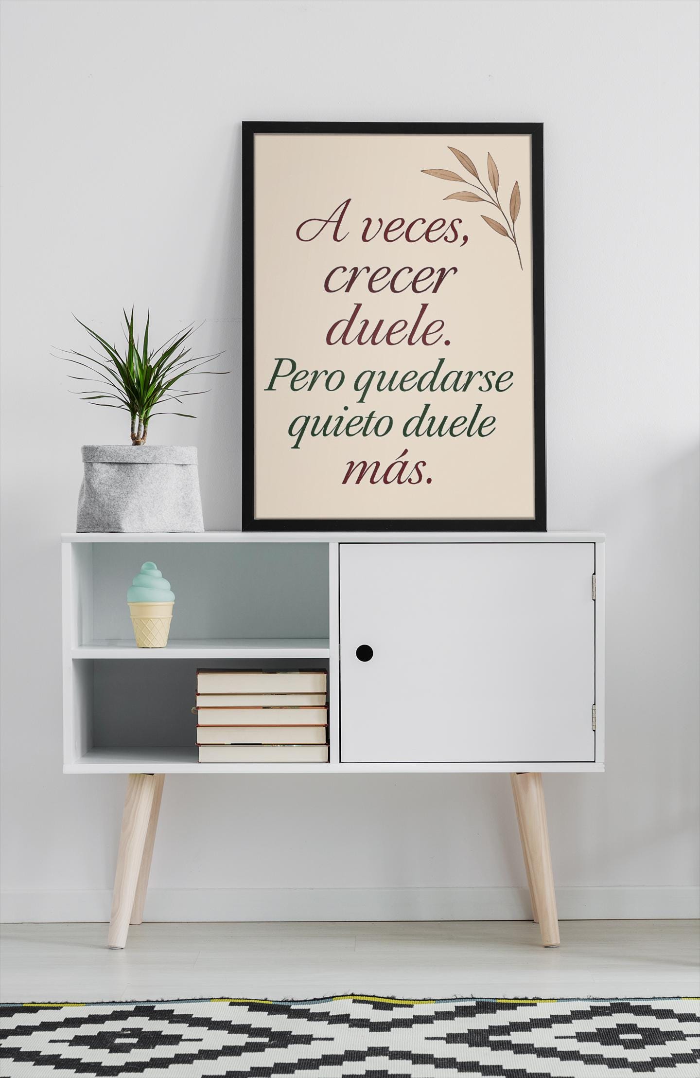 Póster emocional moderno - A veces crecer duele - Lámina digital cursiva en colores elegantes