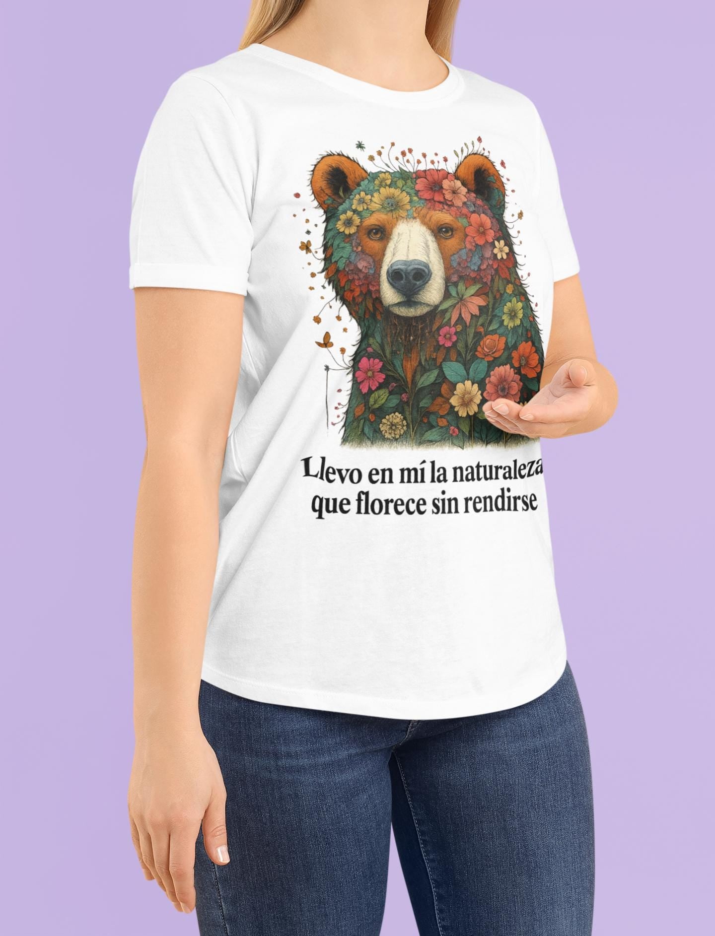 Resilient Floral Bear Softstyle T-Shirt, Nature Lover Gift, Emotional Beige Tee, Earth Day Present, XS-3XL, Gildan 64000