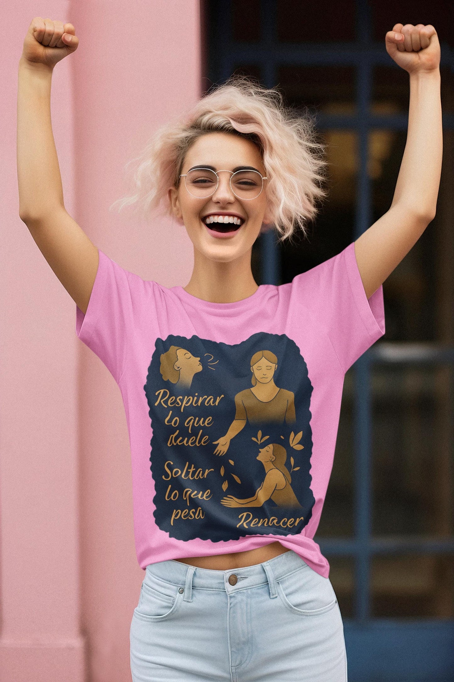 Emotional T Shirt Breathe, Release, Rebirth, Sequential Watercolor Design with Symbolic Body Illustration