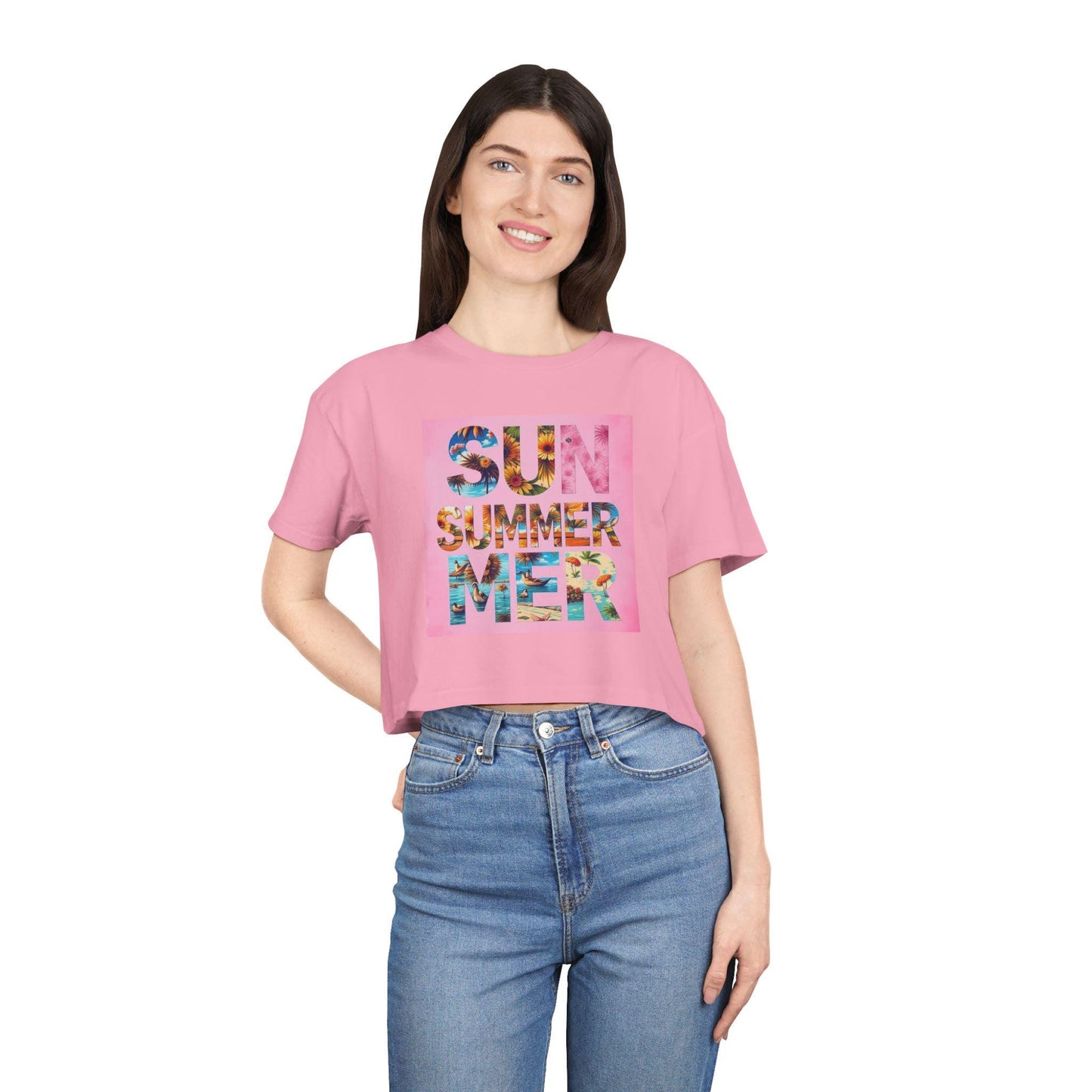 Mexican Summer Crop Tee, Casual Beach Graphic Shirt, Women's Vacation Top, Spanish Language Tee, Playeras Para Veranear
