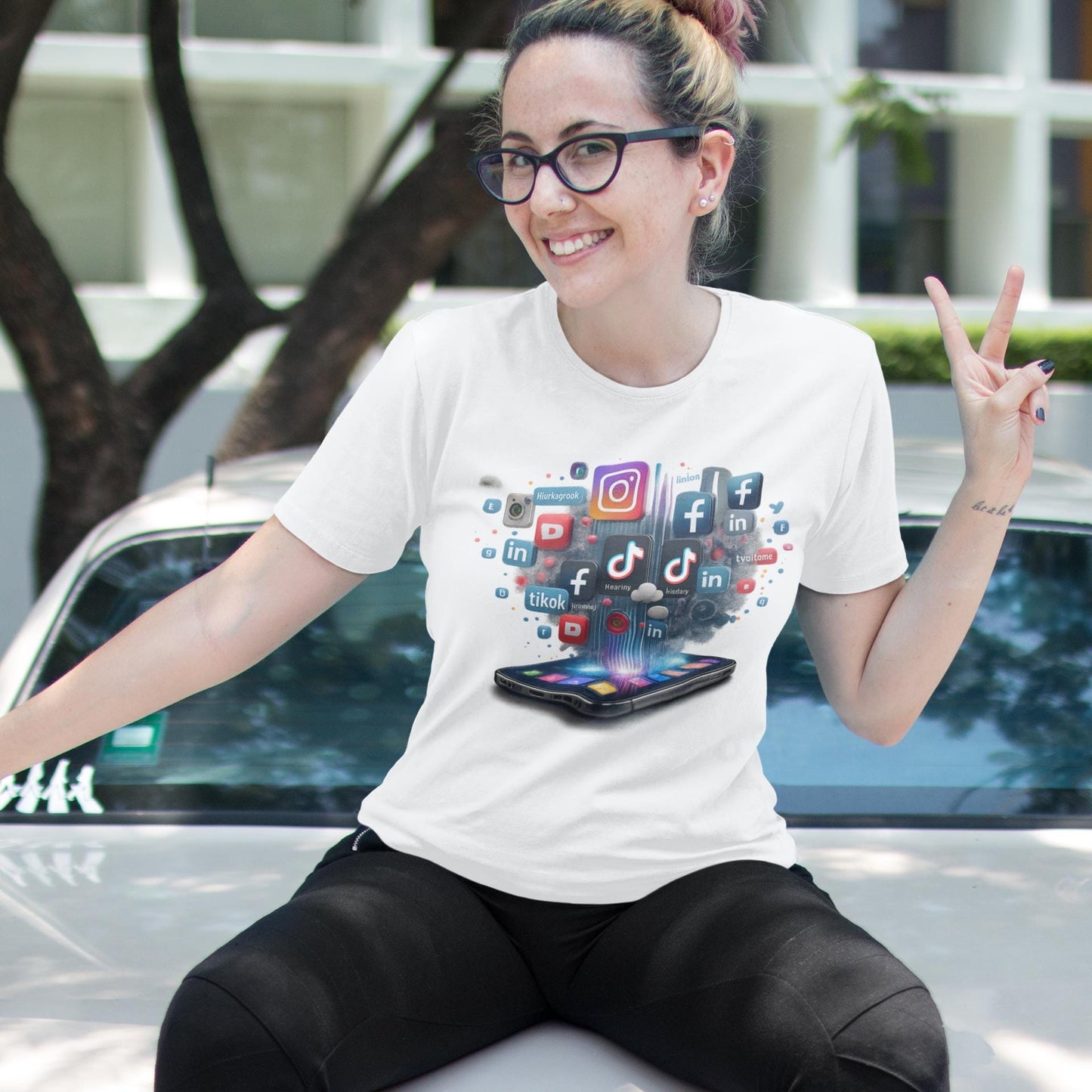 Social Media Icons Unisex Tee | Tech Lover Gift Shirt, Trendy Digital Life, Everyday Wear, Softstyle T-Shirt