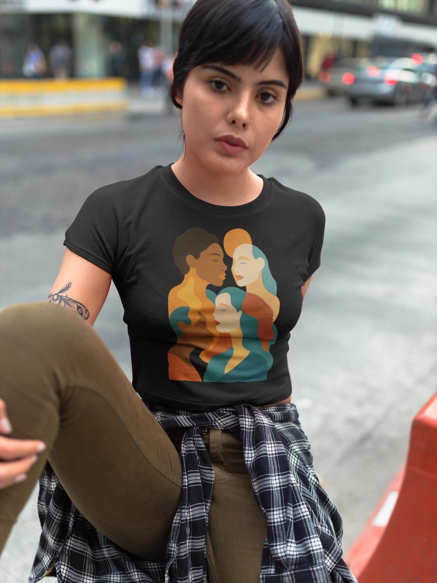 Abstract Faces Crop Tee, Emotional Art Shirt, Inclusive Fashion, Unisex Modern Art Clothing, Comfort Colors, Diverse Silhouettes, Apparel