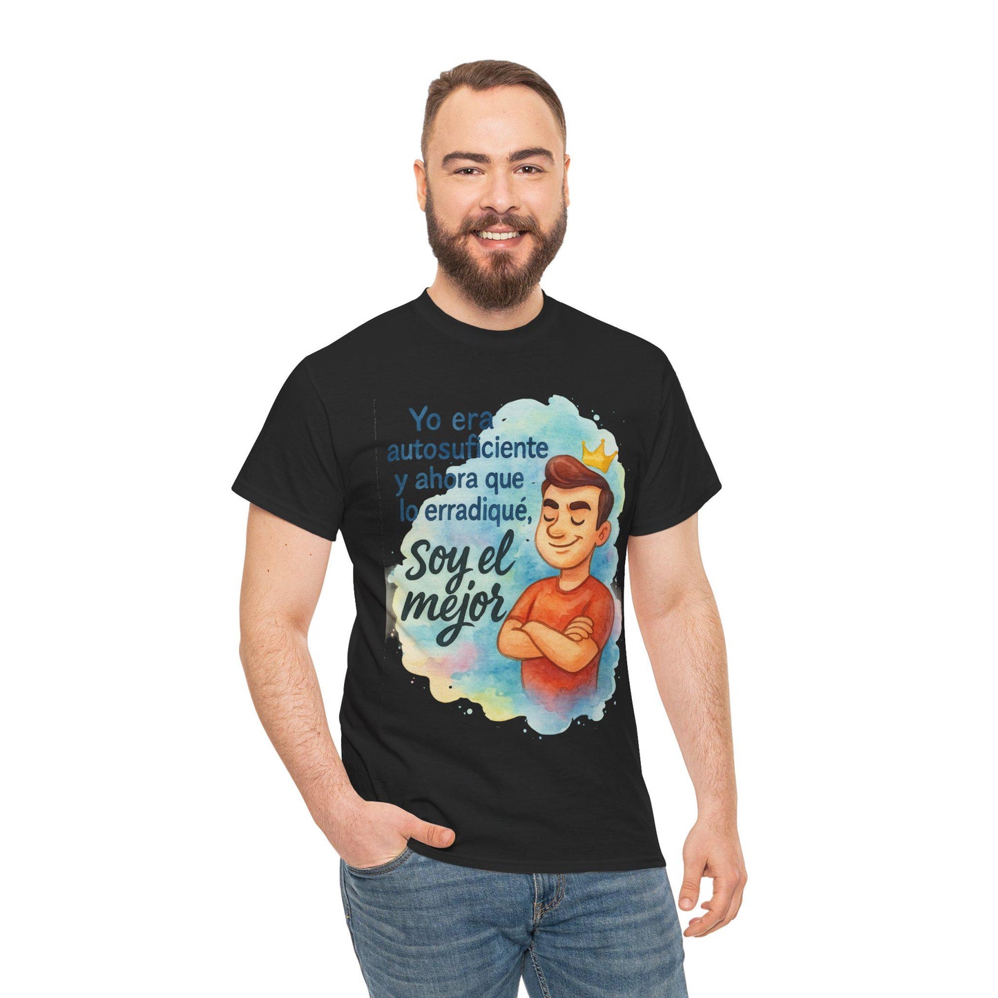 Ironic Self-Confidence T-Shirt ,I Gave Up Self-Reliance and Now I'm the Best, Watercolor Humor Quote Tee