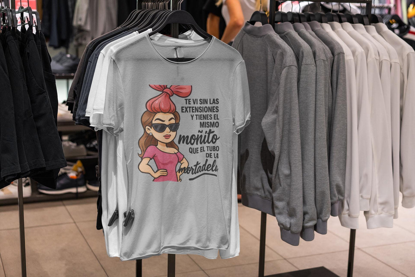 Funny Spanish Quote Shirt, Mortadella Hair Vibes, Latina Sarcastic T-Shirt for Women