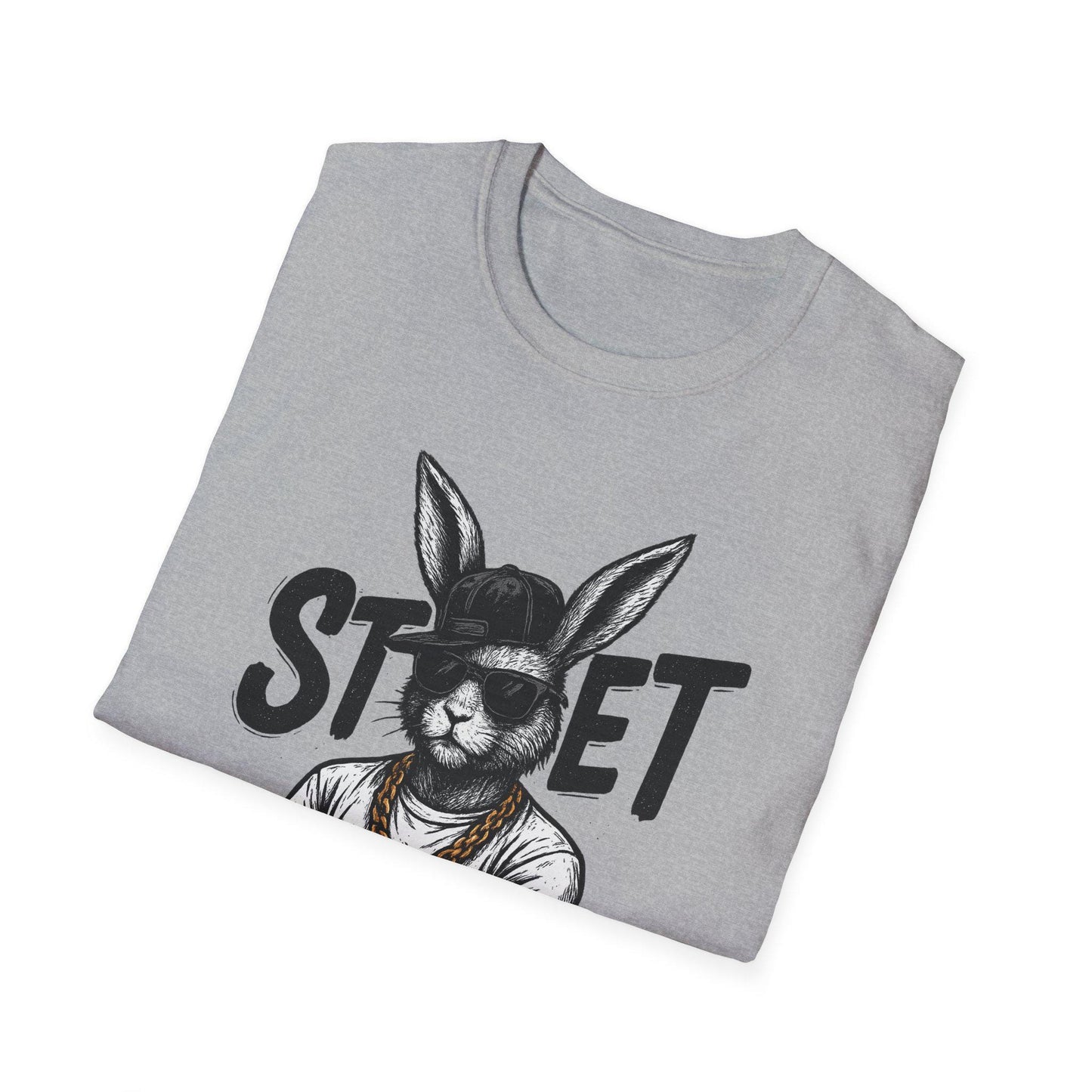 Urban Bunny Streetwear Unisex Softstyle T-Shirt - Graphic Art Tee, Hip Hop Shirt, Street Fashion Top, Cool Rabbit Tee, Hipster Bunny Shirt
