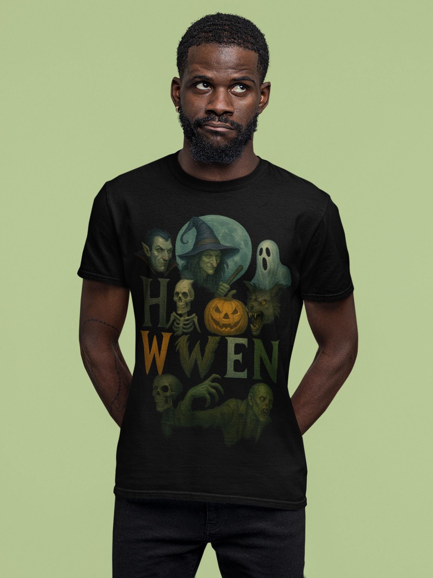 Halloween Unisex Tee, Spooky Cotton Shirt for Costume Parties & Trick-or-Treating, Seasonal Fashion Gift