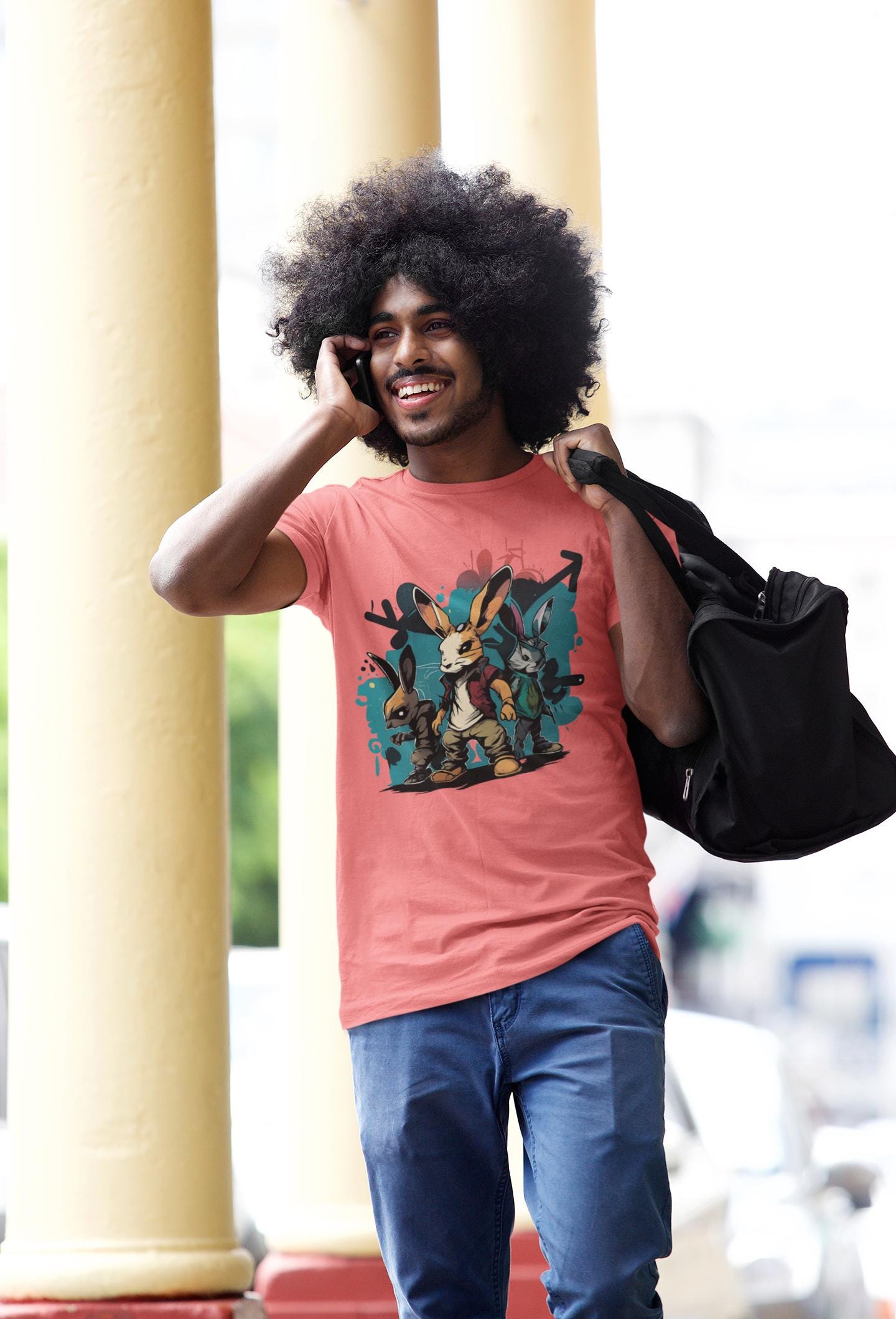 Three Rabbits, One Attitude Unisex Garment-Dyed T-shirt, Urban Art Street Style Tee, Animal Energy Shirt, Comfort Colors 1717