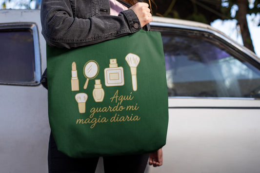 Cosmetic Tote Bag - 'Aquí guardo mi magia diaria' | Beauty Lover Gift | Feminine Mystery Bag, Makeup Tote Bag, Cosmetic Organizer, Beauty