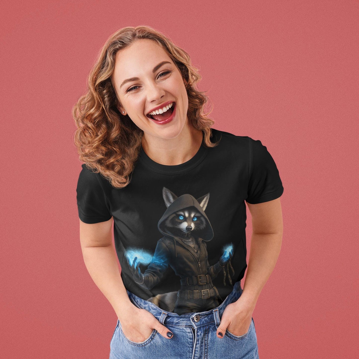 Mystical Raccoon T-Shirt, Unisex Cotton Tee, Gift for Animal Lovers, Fantasy Apparel, Casual Wear, Geek Culture Merchandise