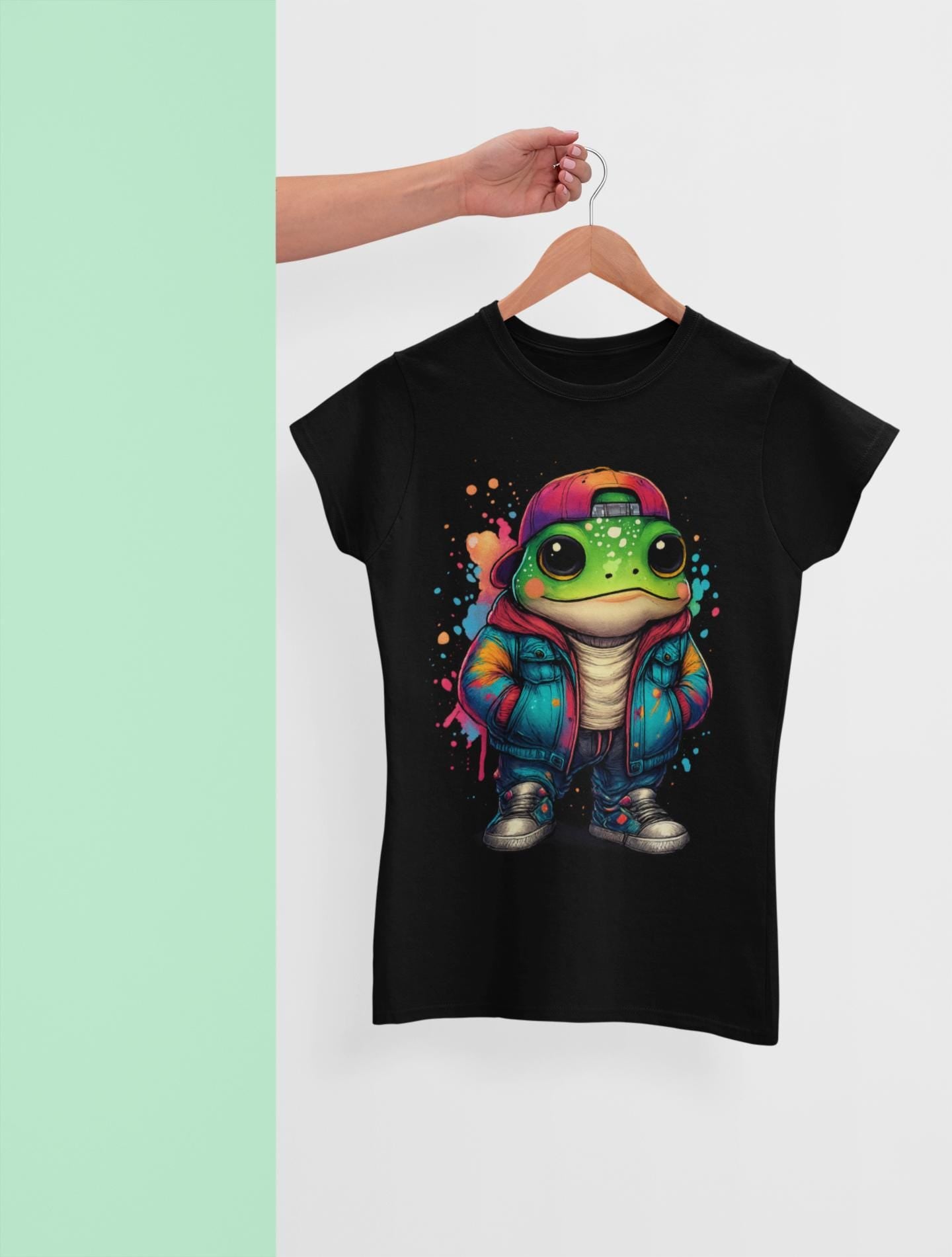 Hip Hop Frog Unisex Garment-Dyed T-shirt, Cool Teen Fashion Apparel, Trendy Youth Clothing, Stylish Frog Shirt, Unique Streetwear Tee