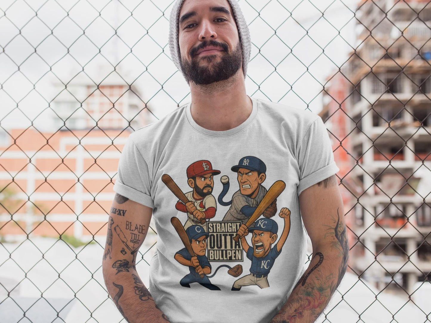 MLB Caricaturas with Flow Unisex Garment-Dyed T-shirt, Baseball Style Tee, Player Cartoon Shirt