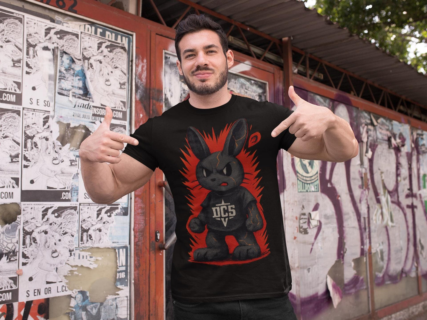 Copi Rabbit Resilience T-shirt, Streetwear Tee, Emotional Architecture Shirt, Gold Cracks Top, Urban Edge Fashion, Unisex Garment-Dyed Tee