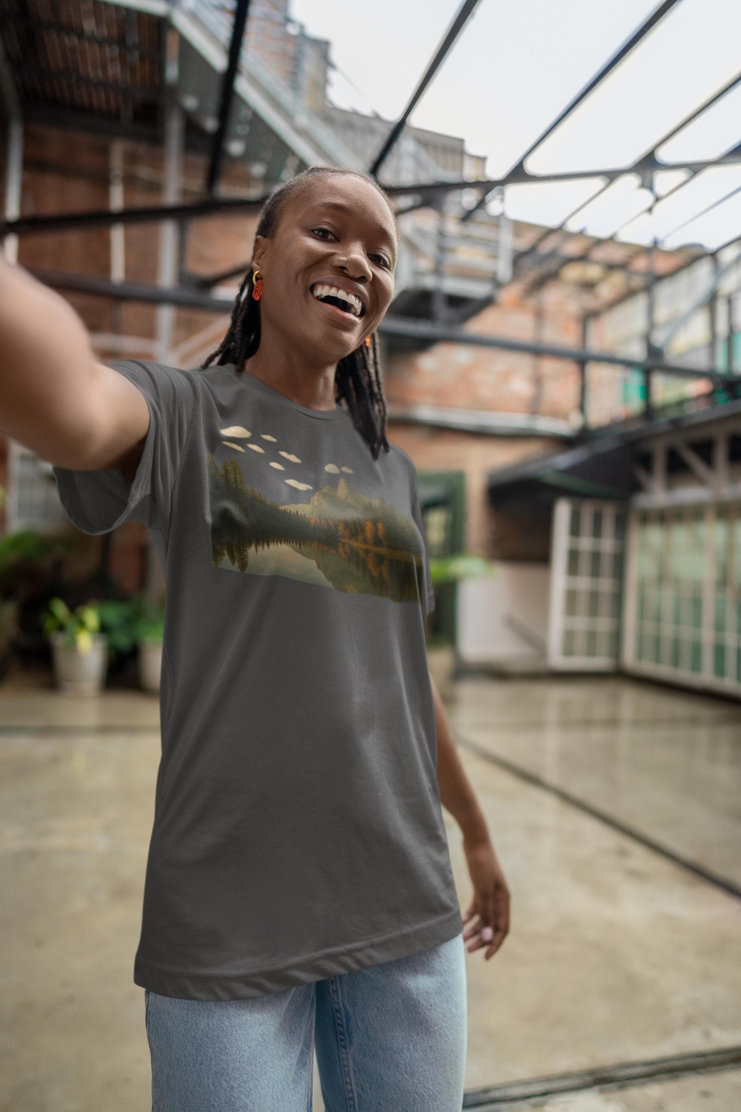 Water Reflections Unisex Garment-Dyed T-shirt, Nature Lover Tee, Fall Landscape Shirt, Ethical Comfort Wear, Emotional Art Top