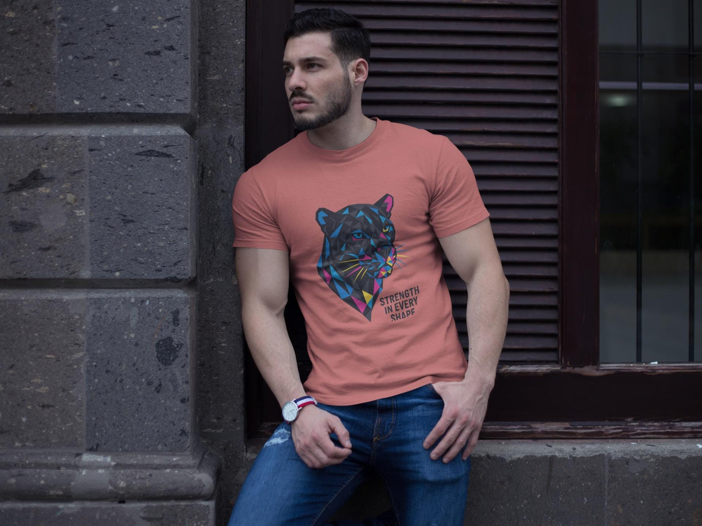 Geometric Panther T-shirt, Artistically Bold Unisex Tee, Festival Clothing Gift, Dopamine Dressing