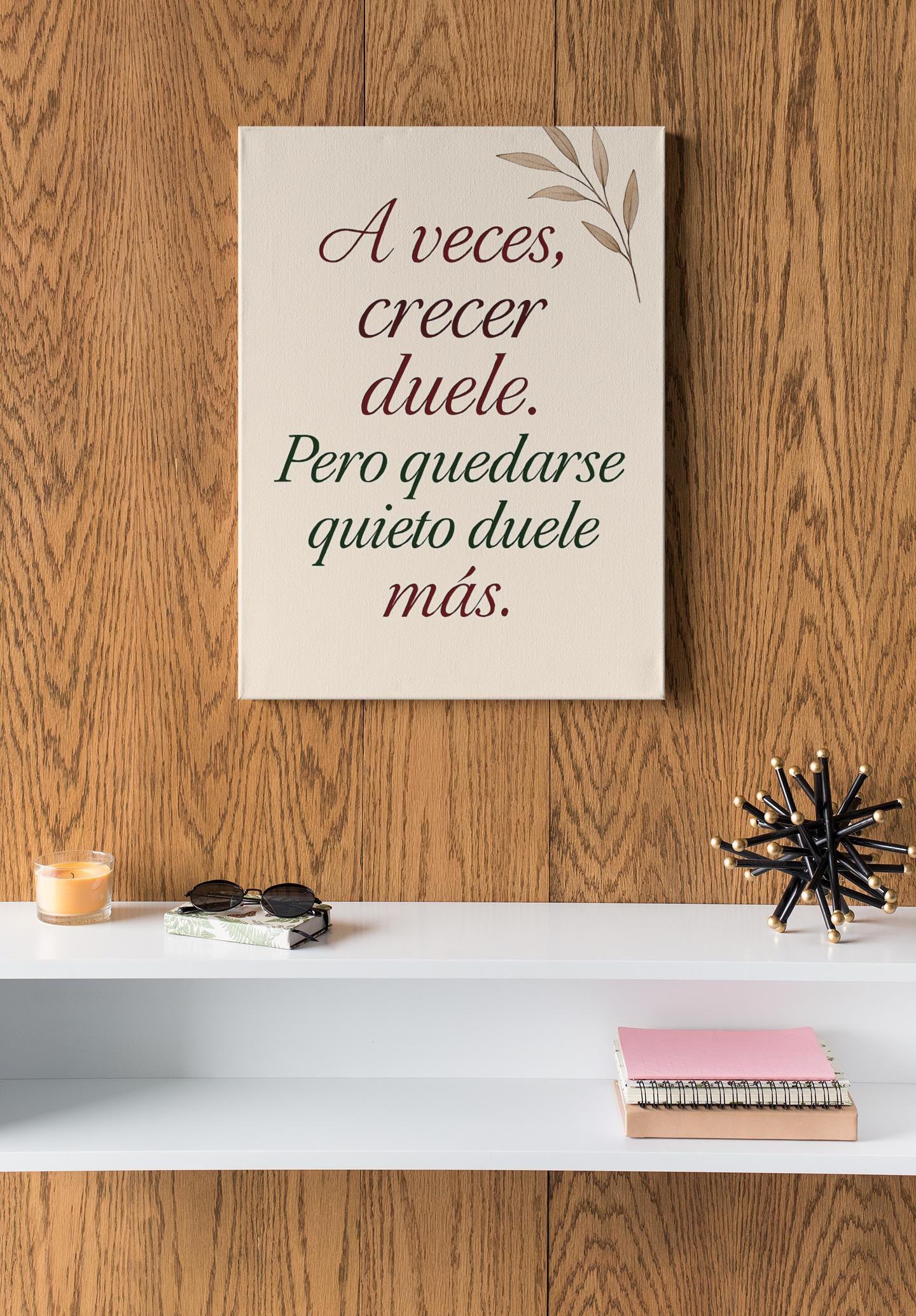 Póster emocional moderno - A veces crecer duele - Lámina digital cursiva en colores elegantes