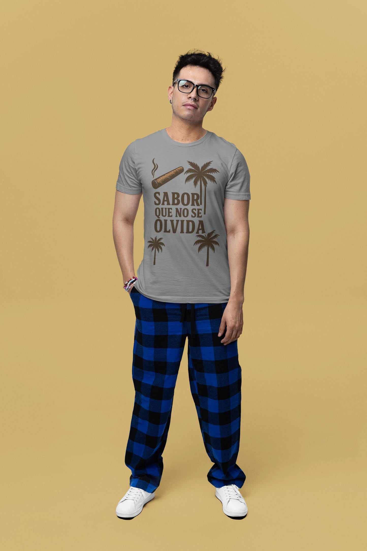 Caribbean Nostalgia Unisex Tee - Cigar, Palm Tree, Tropical Urban Style Shirt for Latinos & Travelers, Sabor Que No Se Olvida, Heavy Cotton