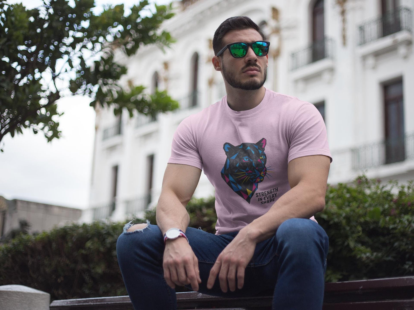 Geometric Panther T-shirt, Artistically Bold Unisex Tee, Festival Clothing Gift, Dopamine Dressing