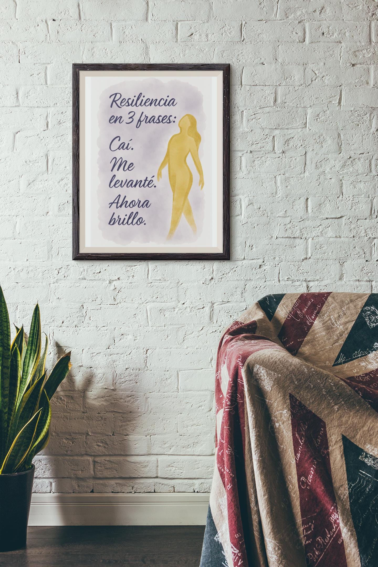 Resilience Art Print – “I Fell. I Rose. Now I Shine.” – Abstract Feminine Figure in Watercolor and Gold Accents