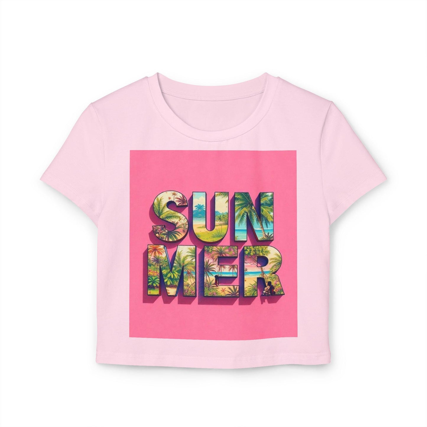 Summer Vibes Women's Baby Tee, Beachwear Shirt, Tropical Tees, Vacation Tops, Spanish Design
