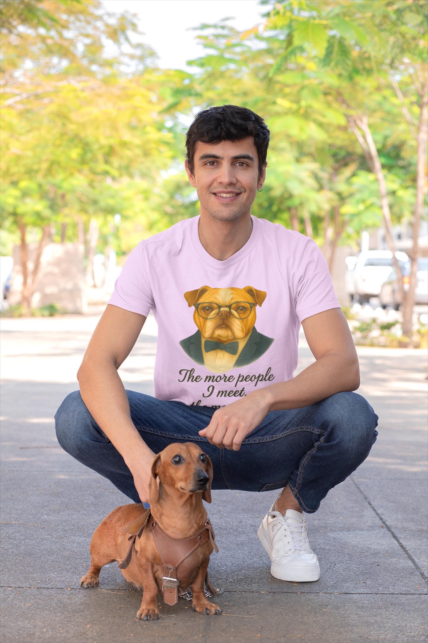 Dog Lovers T-Shirt - Funny Bulldog Design, Unisex Tee for Pet Owners, Animal Lovers, The More I Know People The More I Love My Dog, Gift for