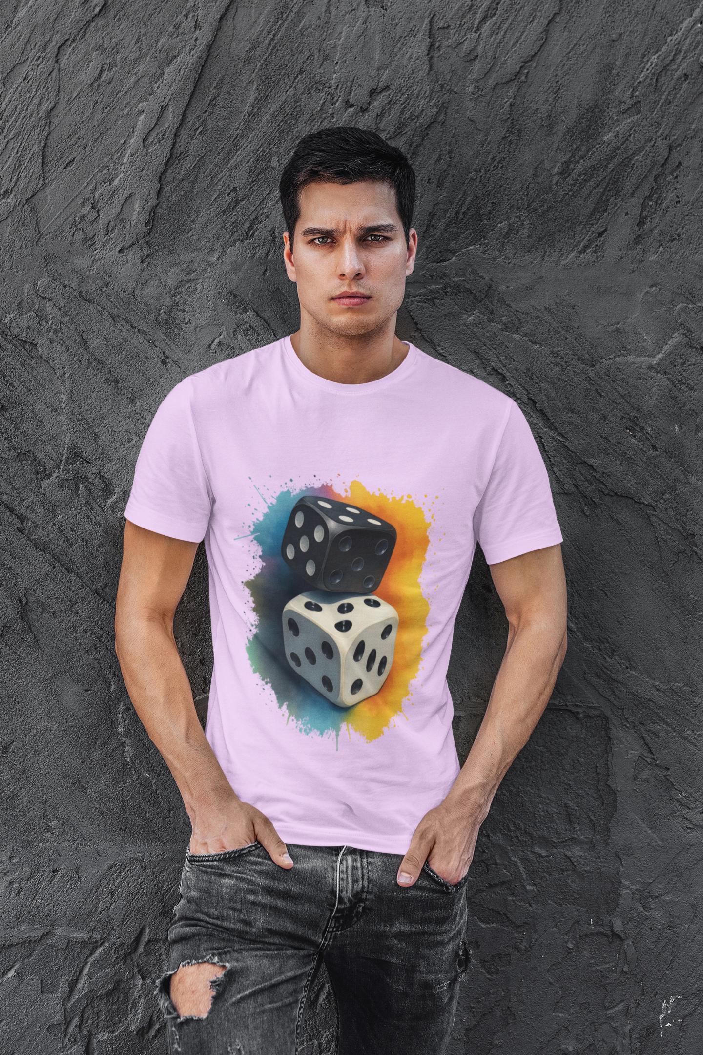Dual Dice Graphic T-Shirt ,Black & White Symbolic Design | Unisex Streetwear | Game Night Gift | Minimalist Lucky Tee