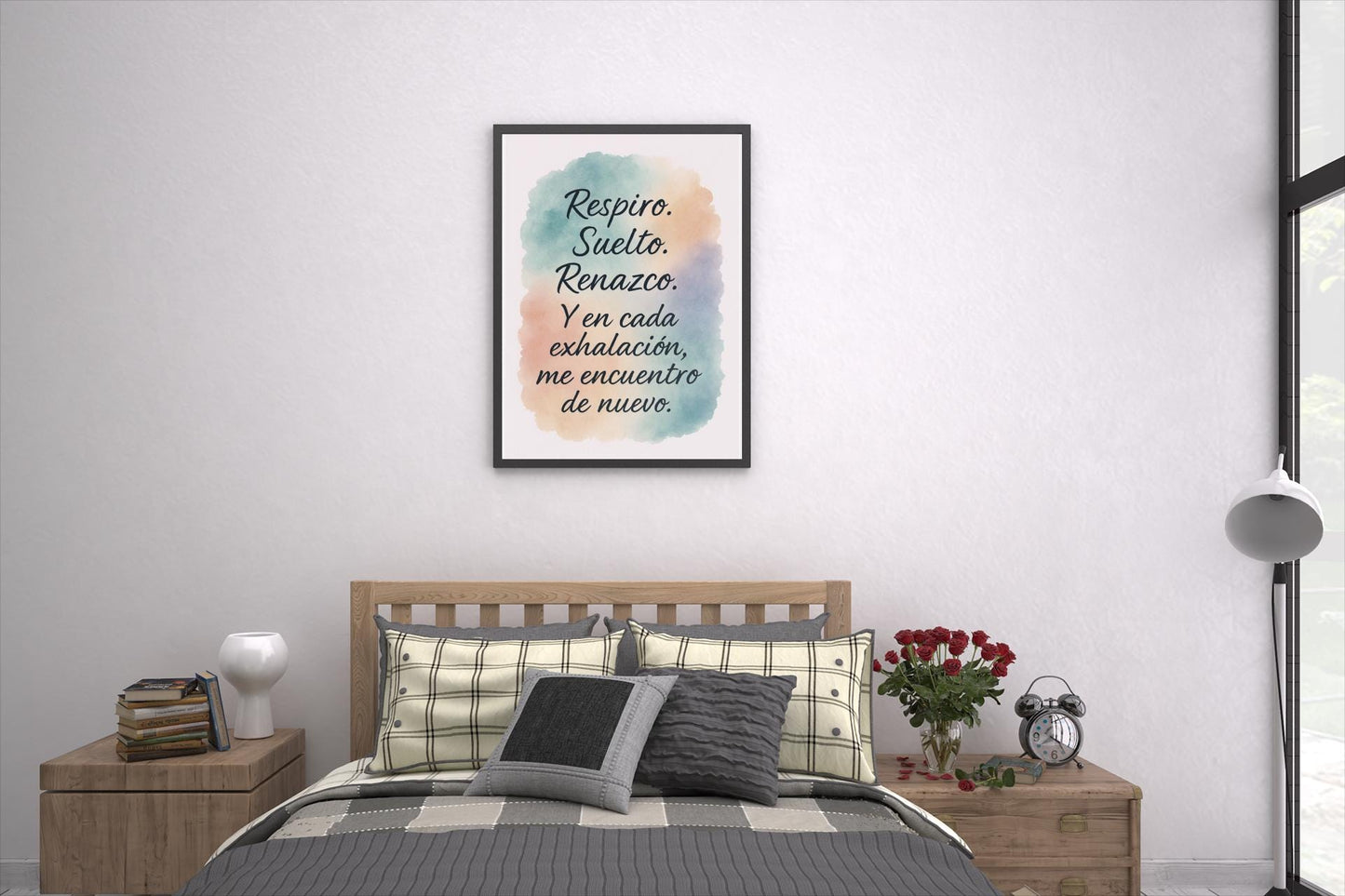 Healing Poster Breathe, Release, Rebirth, Emotional Wall Art in Watercolor with Symbolic Body Illustration